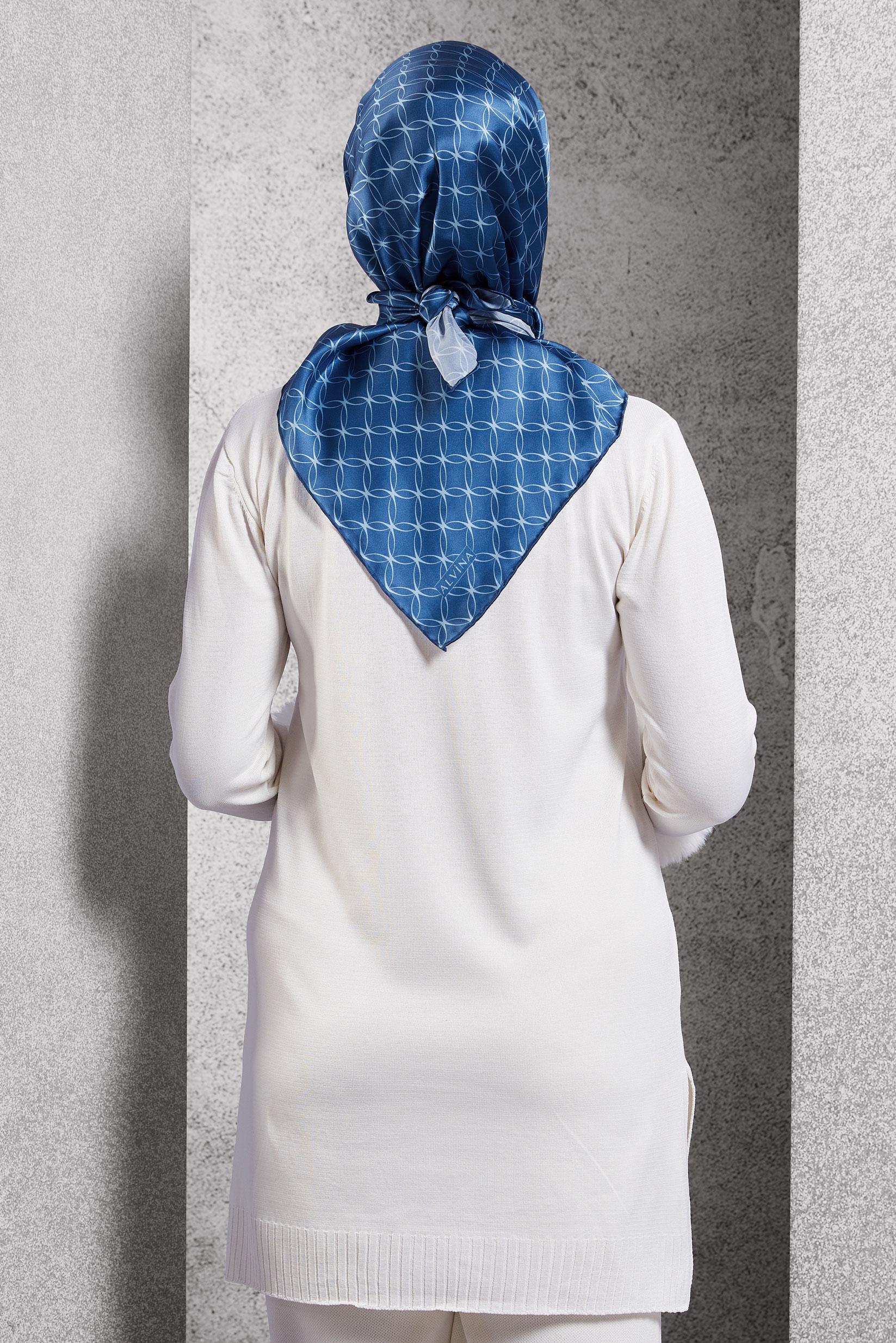 Tesettür giyim LACİVERT ALVİNA İPEK EŞARP 18758