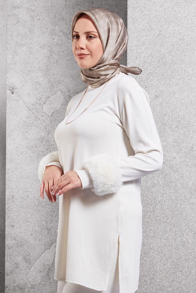 Vêtements hijab BEIGE ÉCHARPE EN SOIE ALVINA 18758 - ALVİNA