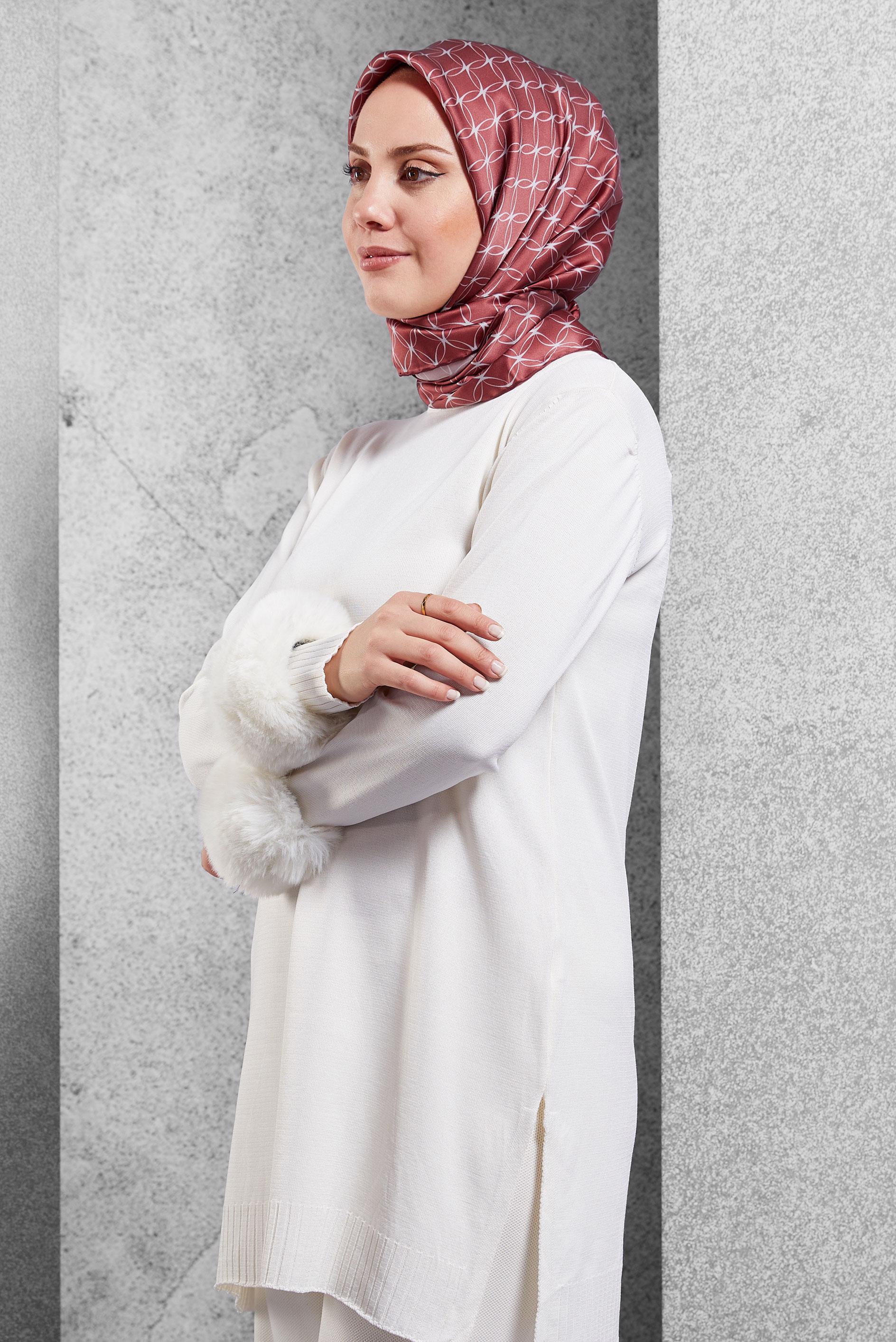 Tesettür giyim PEMBE ALVİNA İPEK EŞARP 18758