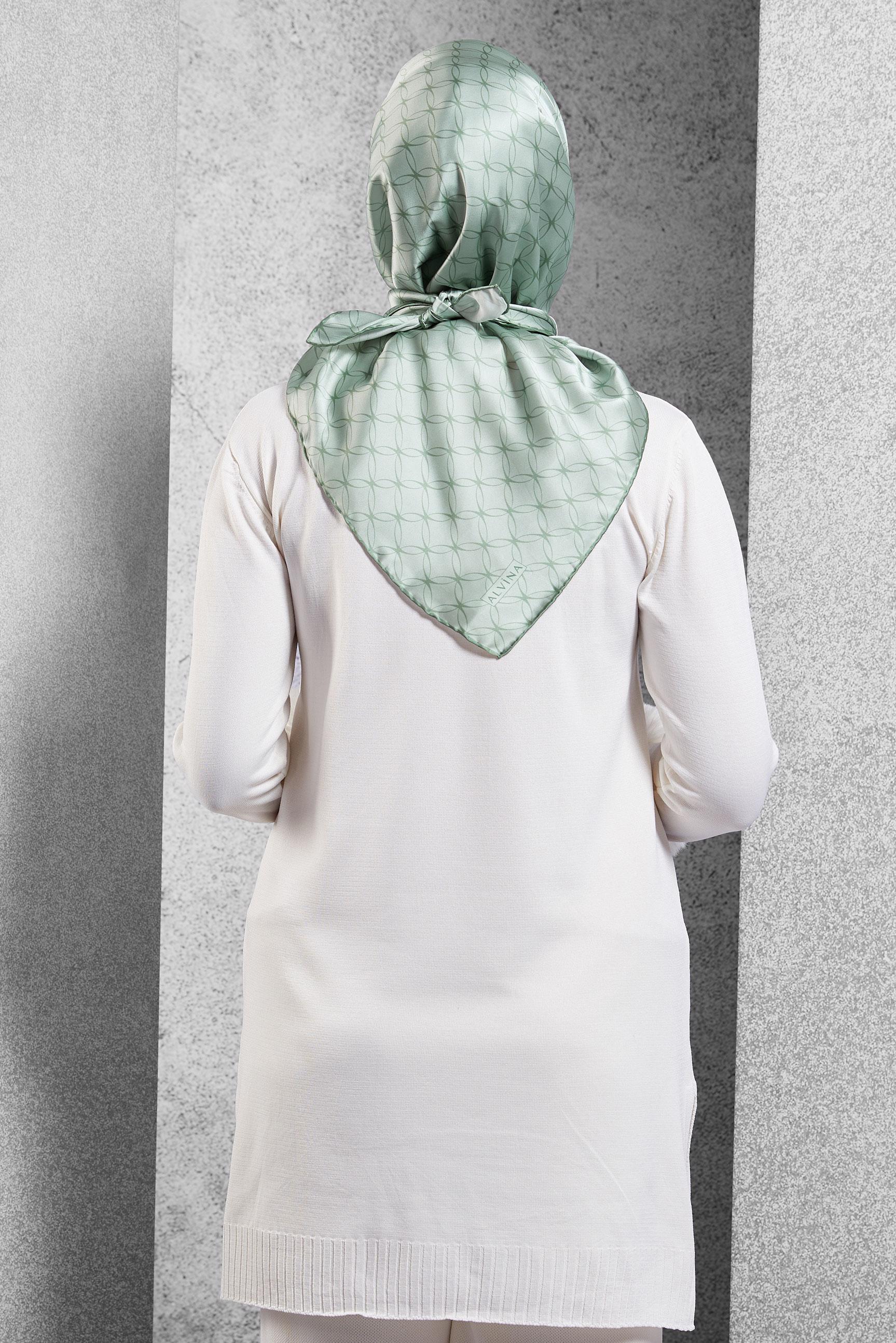 Tesettür giyim YEŞİL ALVİNA İPEK EŞARP 18758