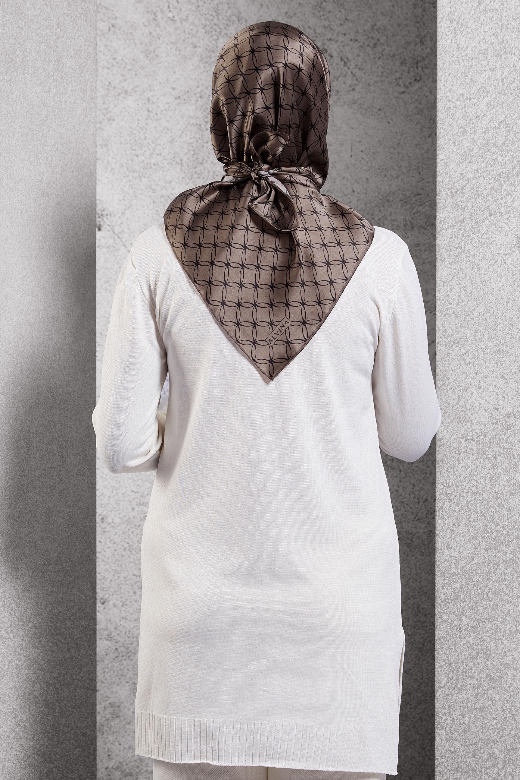 Tesettür giyim VİZON ALVİNA İPEK EŞARP 18758