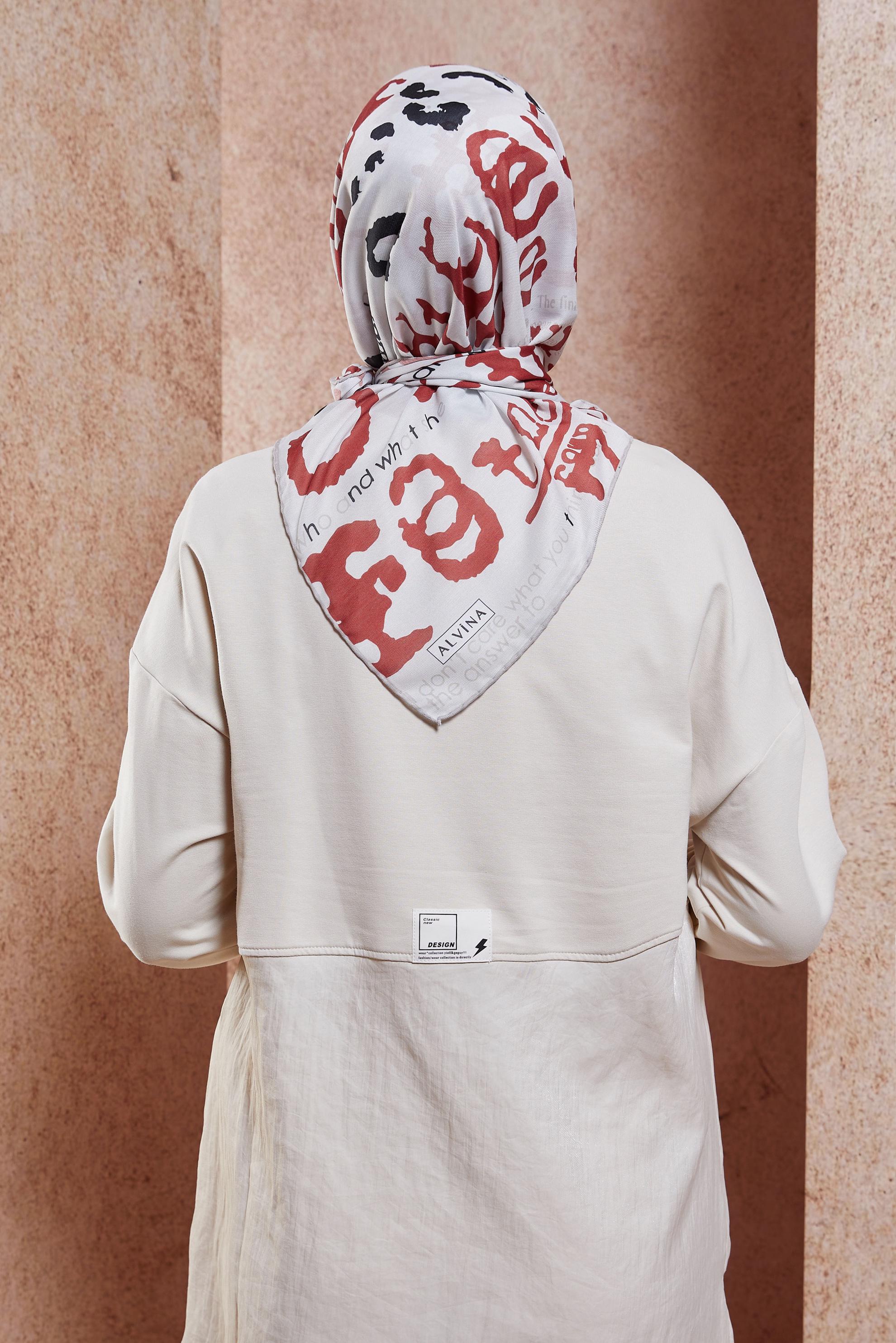 Tesettür giyim BORDO ALVİNA DESENLİ EŞARP 29219