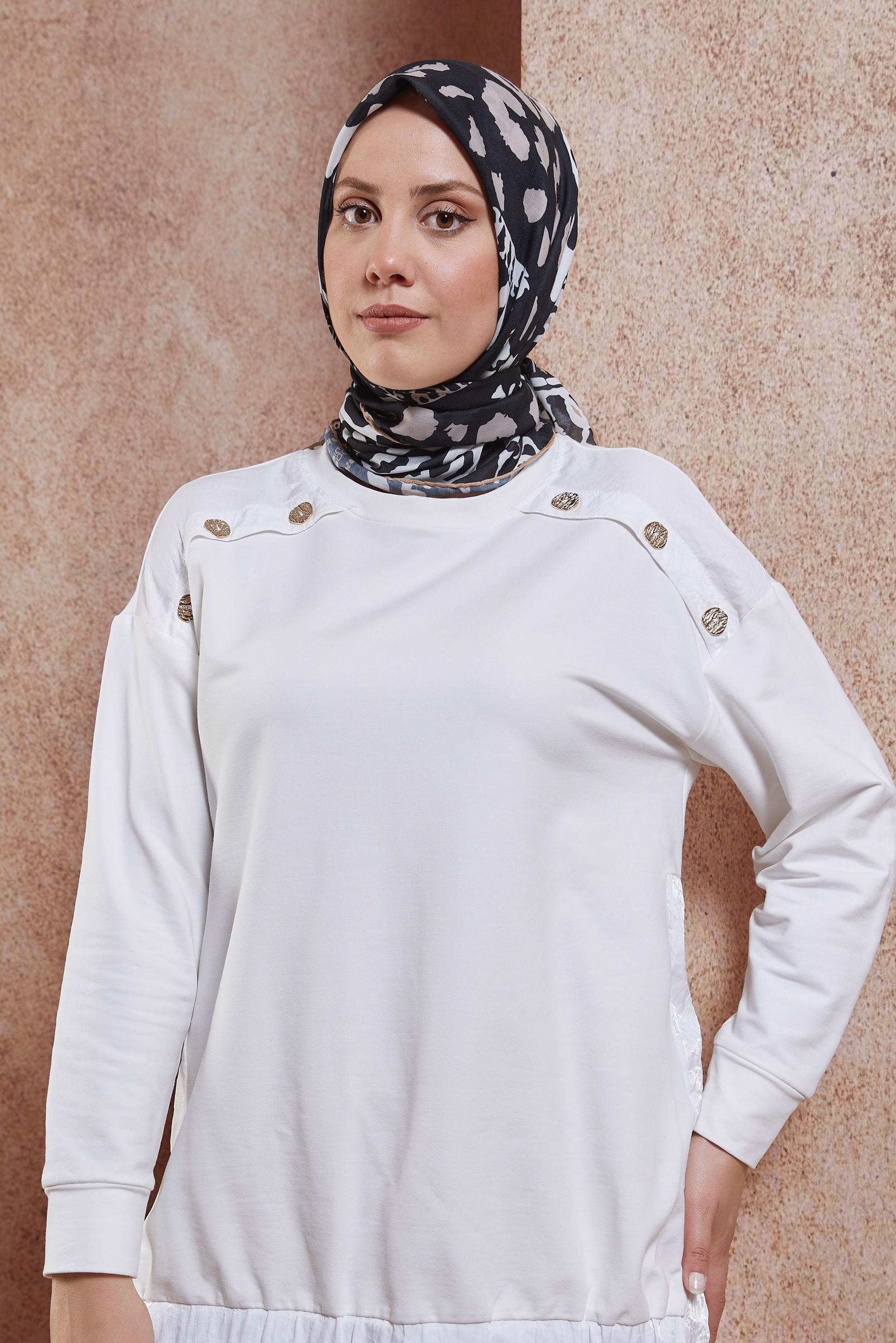 Tesettür giyim KAHVE ALVİNA DESENLİ EŞARP 29219