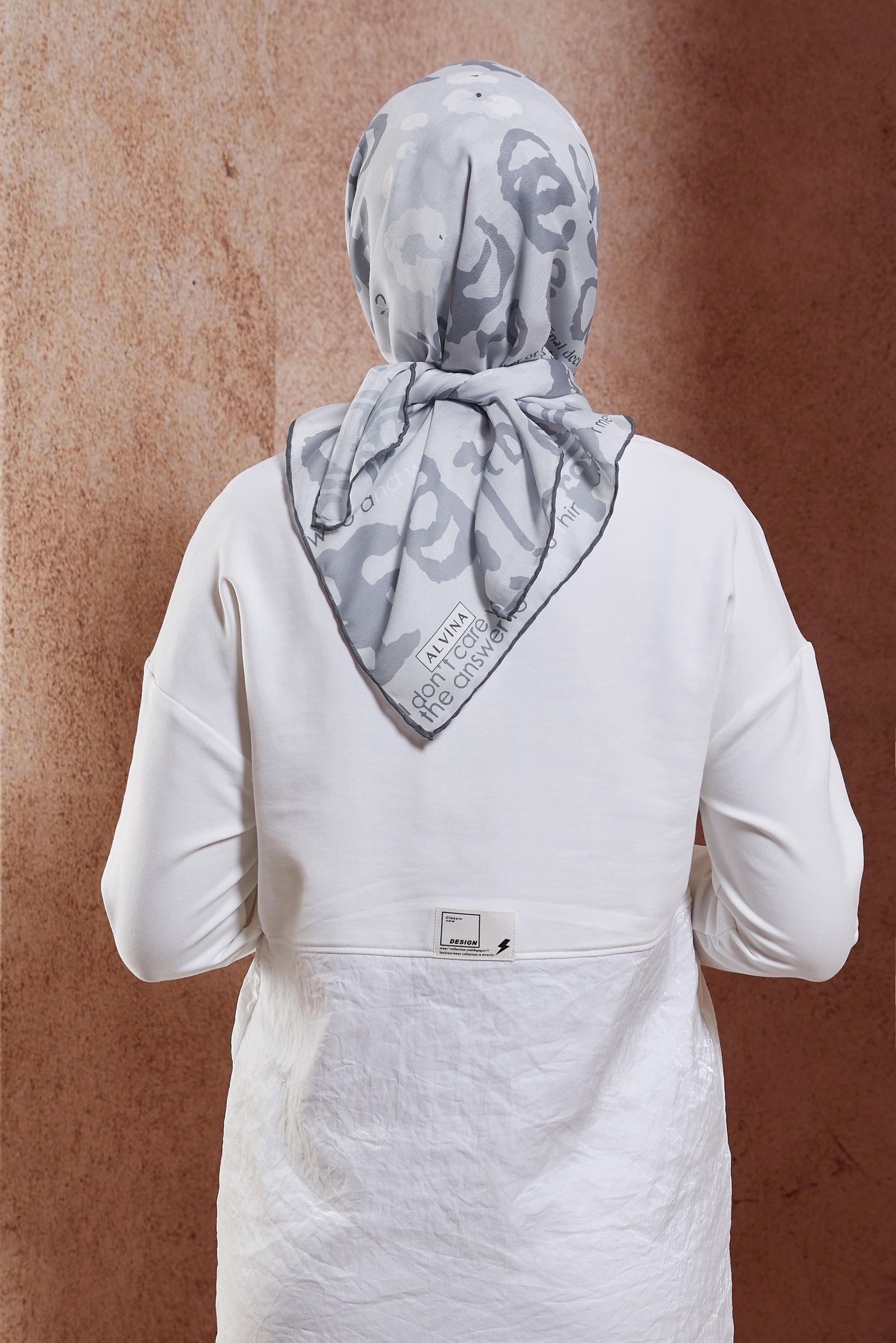 Tesettür giyim GÜMÜŞ ALVİNA DESENLİ EŞARP 29219