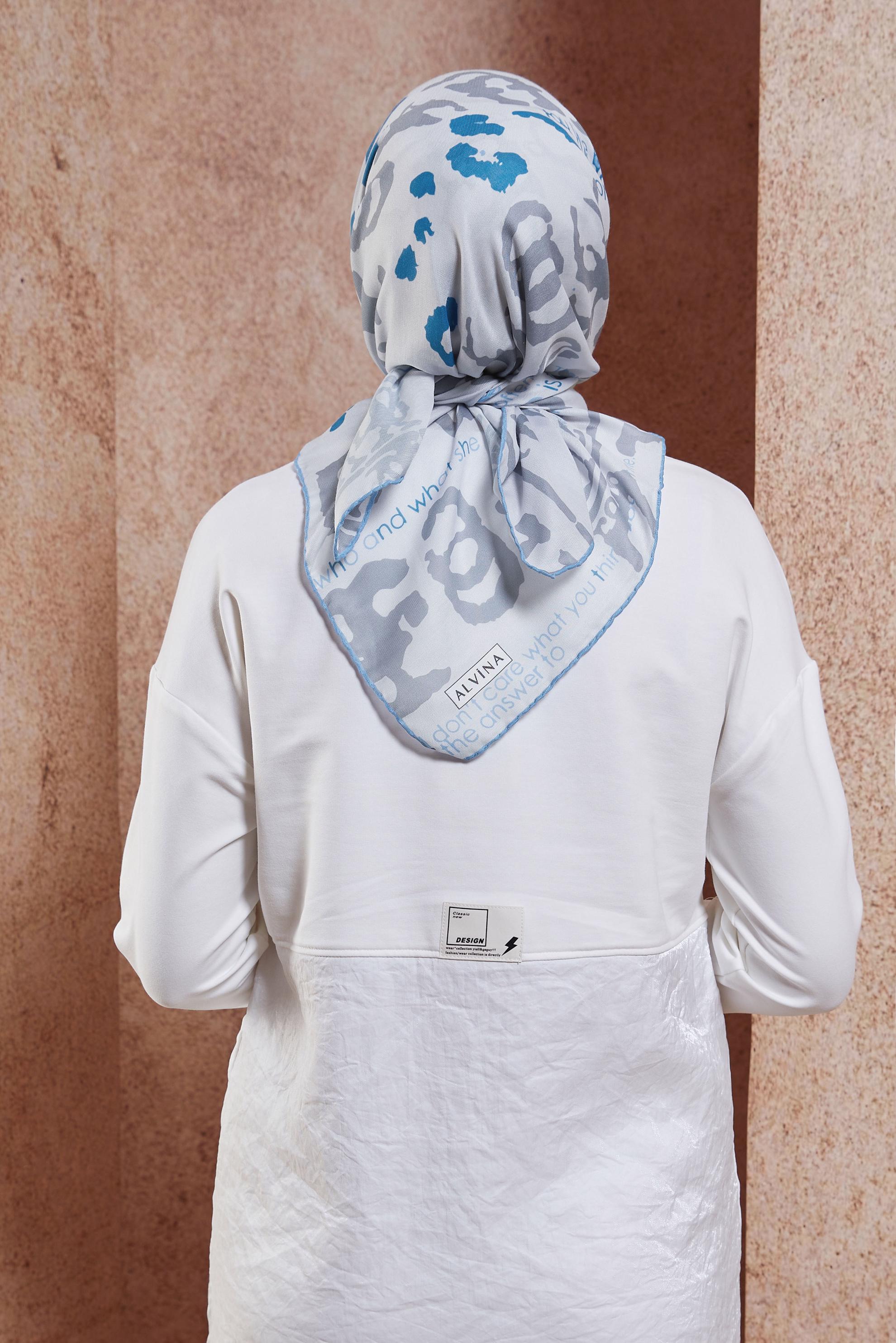 Tesettür giyim LACİVERT ALVİNA DESENLİ EŞARP 29219