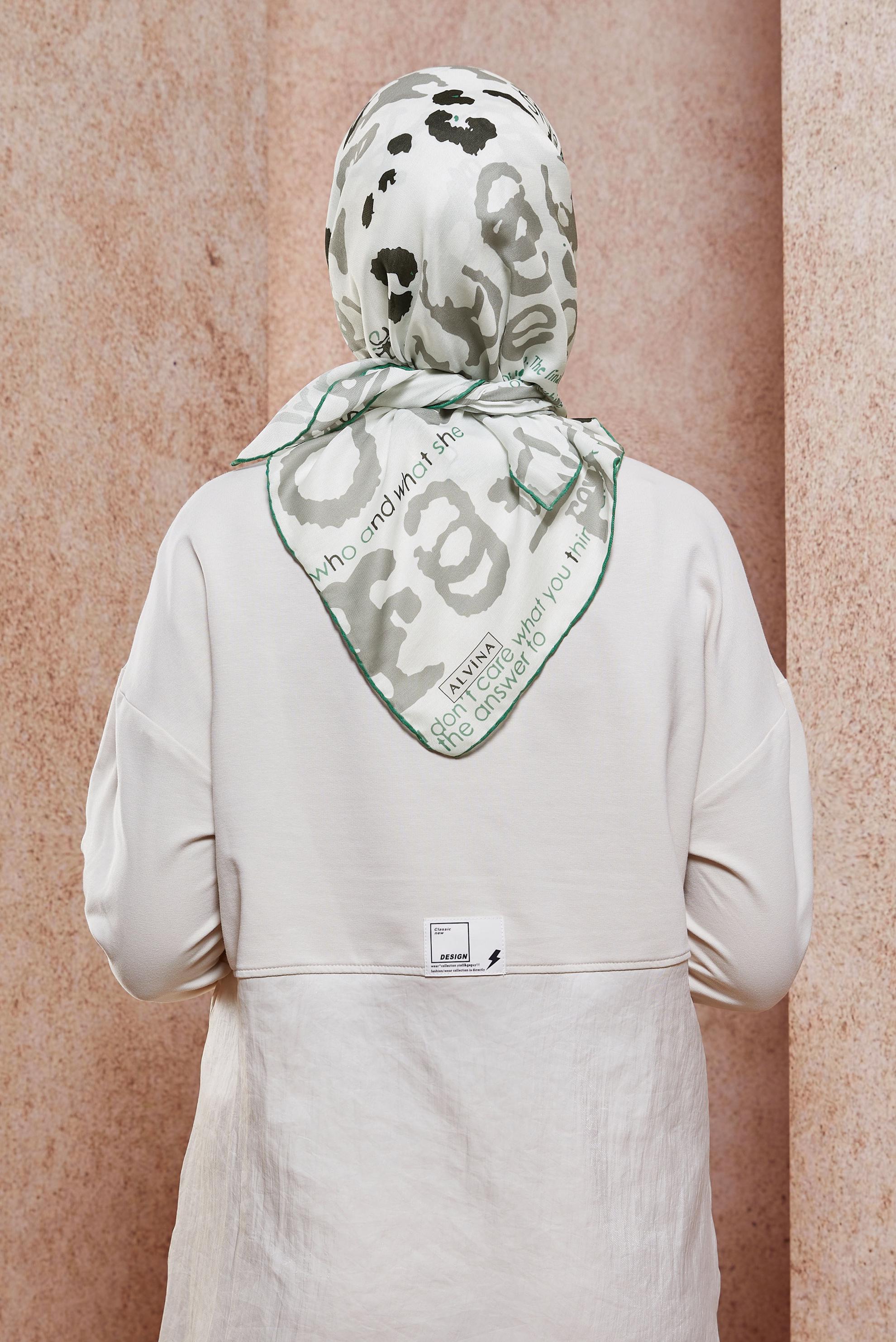 Tesettür giyim BEJ ALVİNA DESENLİ EŞARP 29219