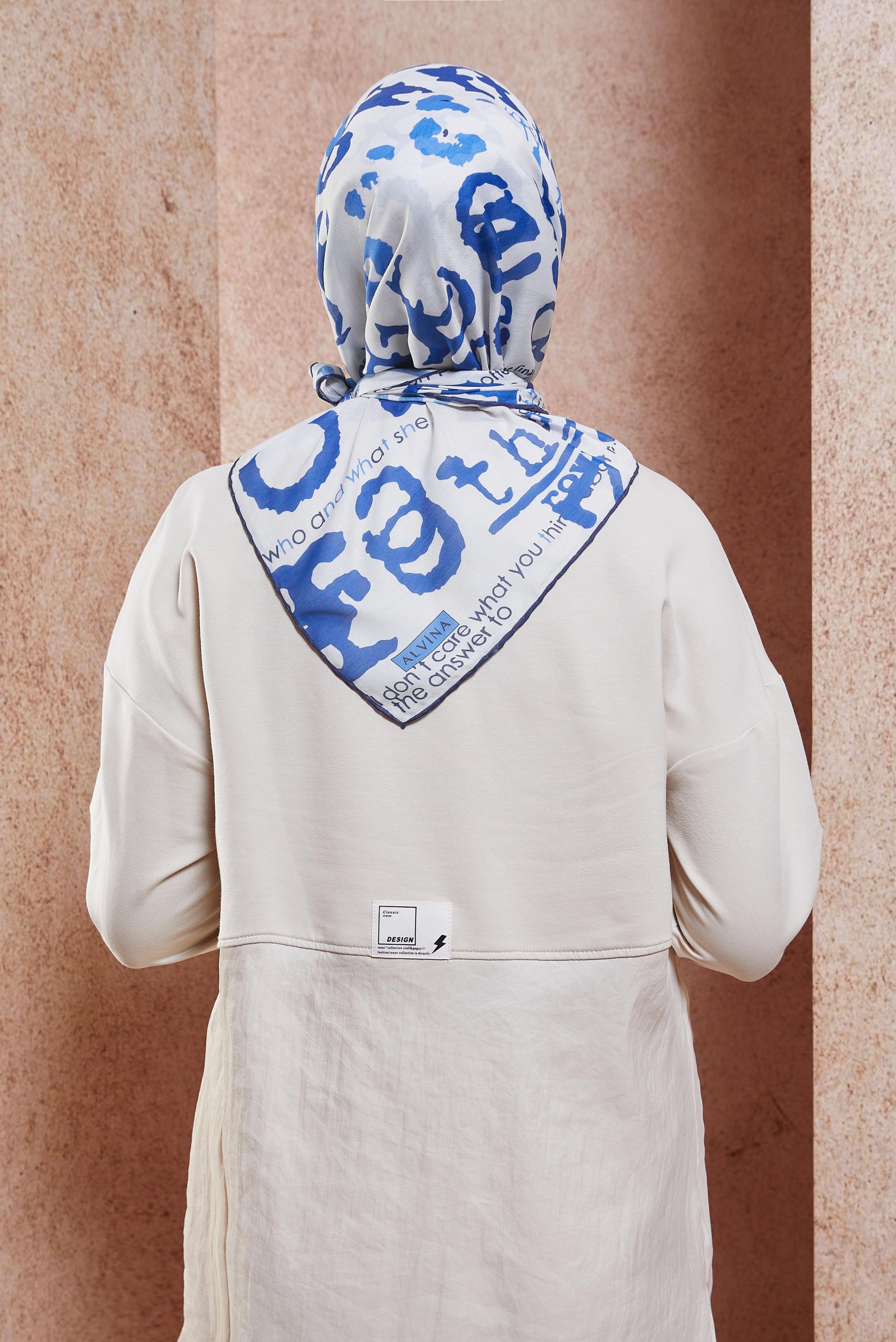 Tesettür giyim LACİVERT ALVİNA DESENLİ EŞARP 29219