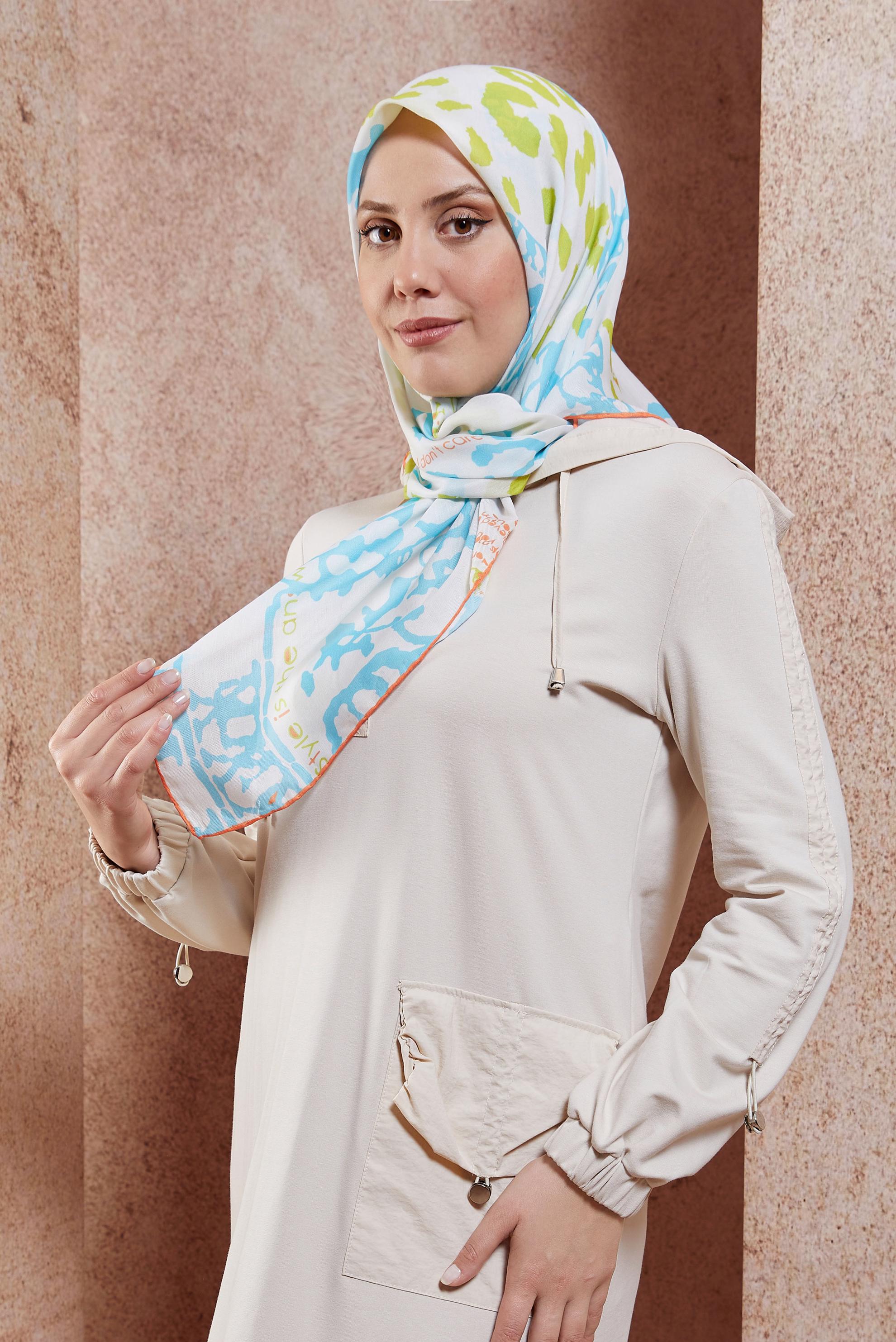 Tesettür giyim MAVİ ALVİNA DESENLİ EŞARP 29219