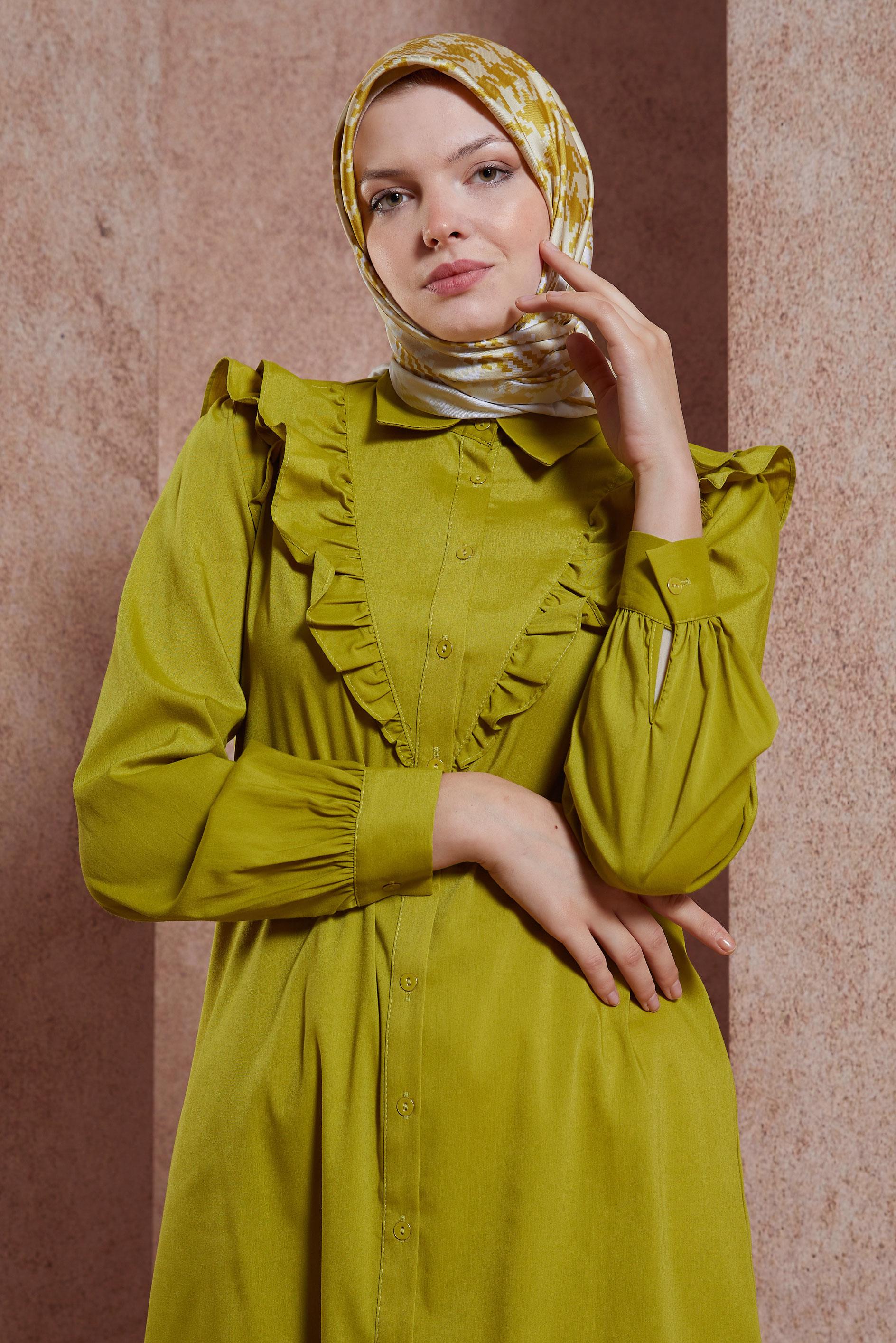 Tesettür giyim YEŞİL ALVINA TWILL EŞARP 35419