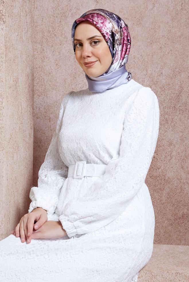 Vêtements hijab POURPRE ÉCHARPE EN SOIE ALVINA 49940 - ALVİNA