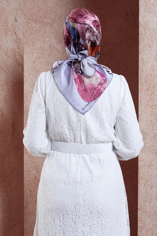 Vêtements hijab POURPRE ÉCHARPE EN SOIE ALVINA 49940 - ALVİNA