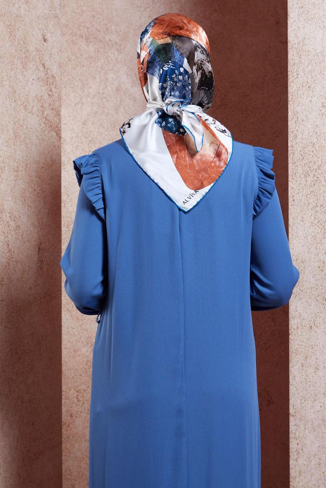 Vêtements hijab BLEU MARINE ÉCHARPE EN SOIE ALVINA 49940 - ALVİNA