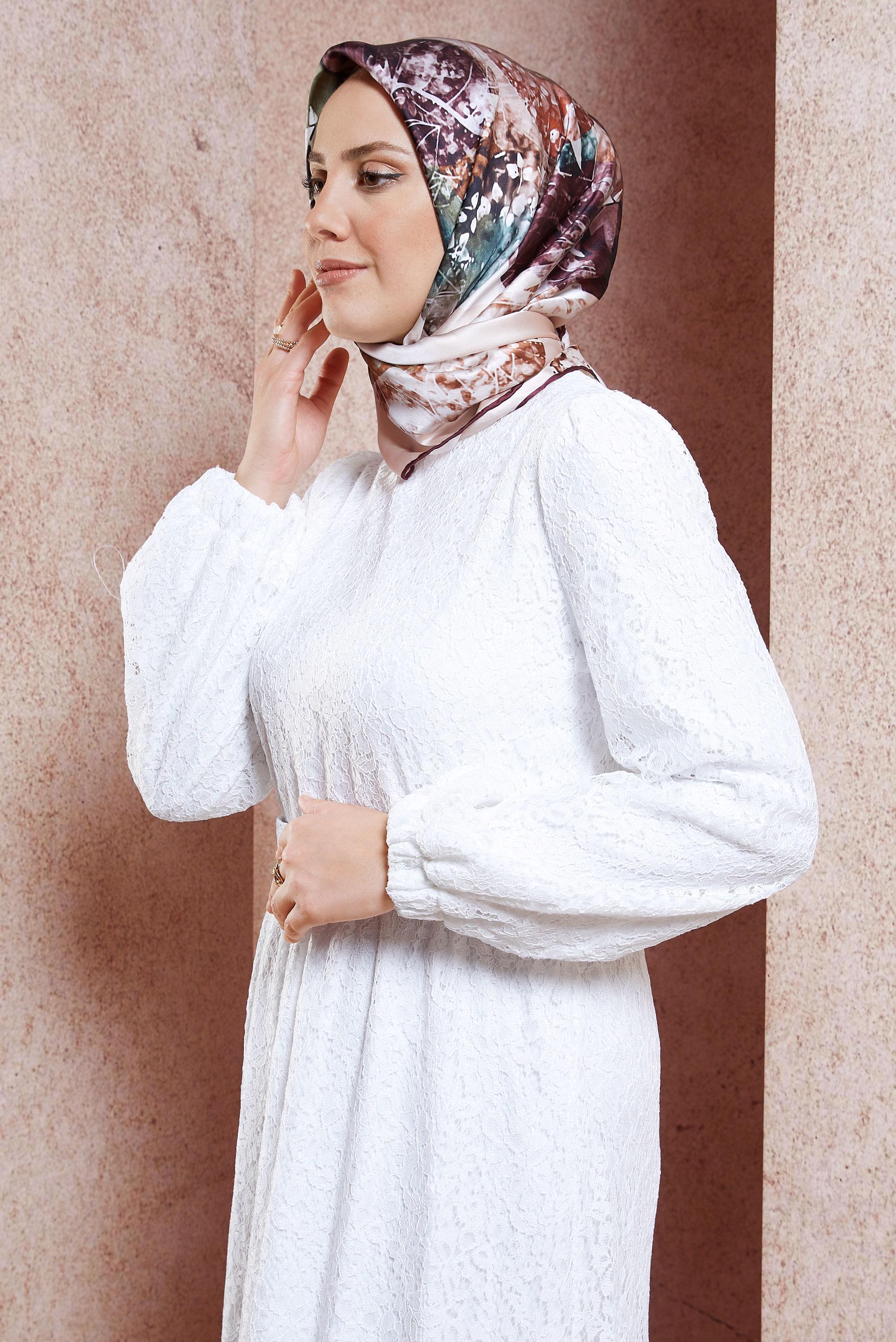 Tesettür giyim MÜRDÜM ALVİNA İPEK EŞARP 49940