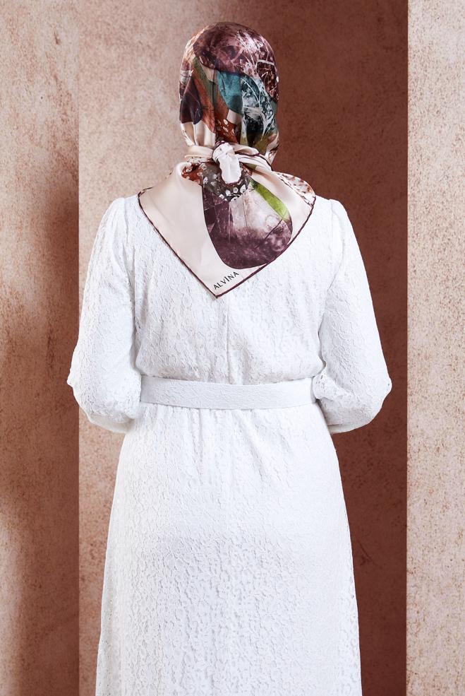 Vêtements hijab PRUNE ÉCHARPE EN SOIE ALVINA 49940 - ALVİNA