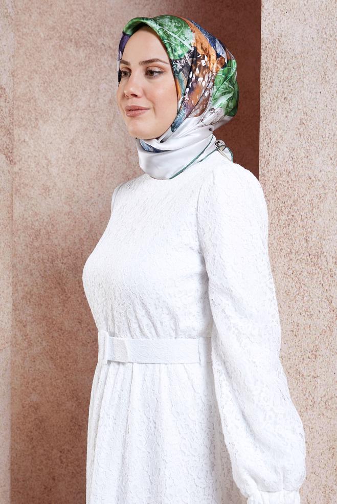 Vêtements hijab VERT ÉCHARPE EN SOIE ALVINA 49940 - ALVİNA
