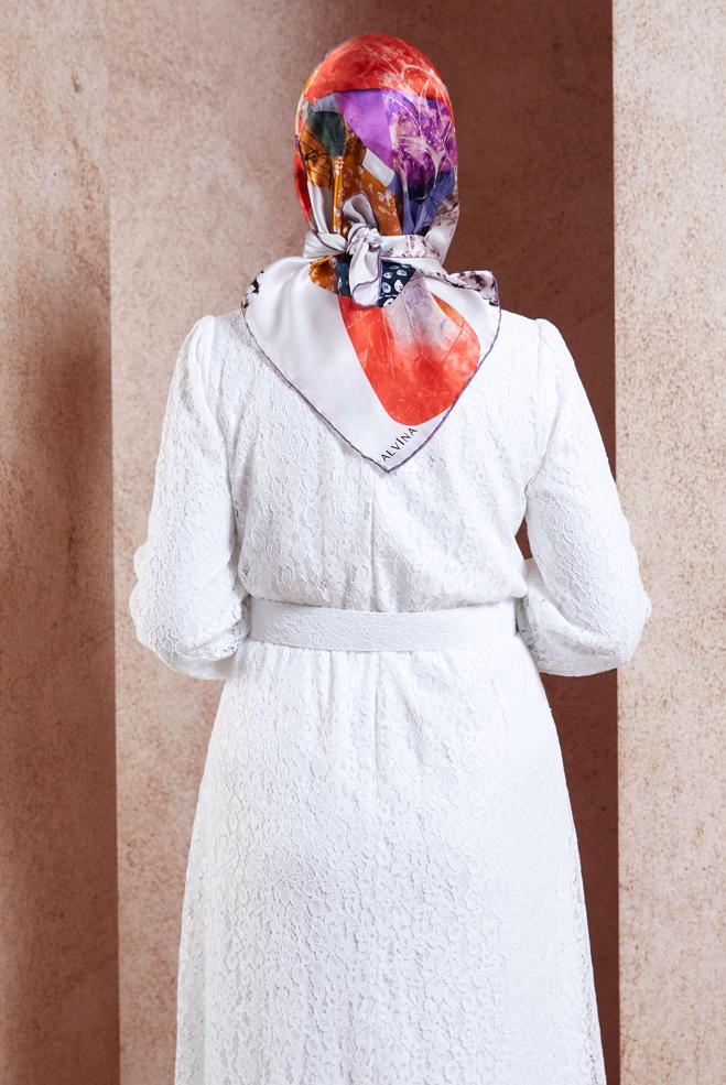 Vêtements hijab POURPRE ÉCHARPE EN SOIE ALVINA 49940 - ALVİNA