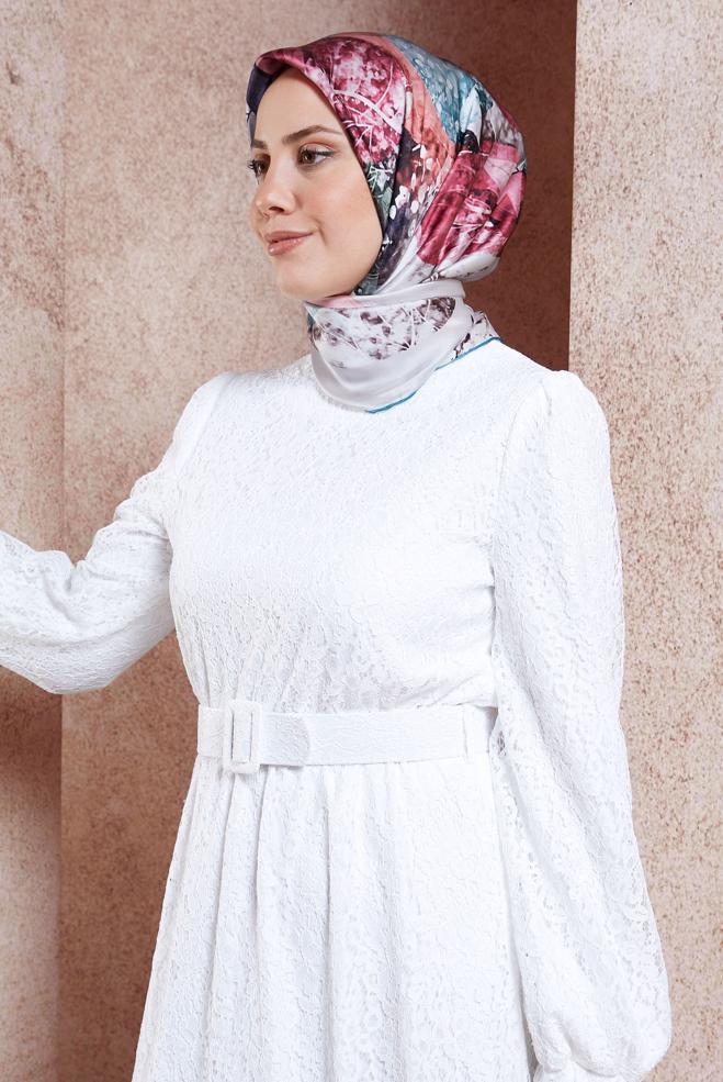 Vêtements hijab BLEU ÉCHARPE EN SOIE ALVINA 49940 - ALVİNA