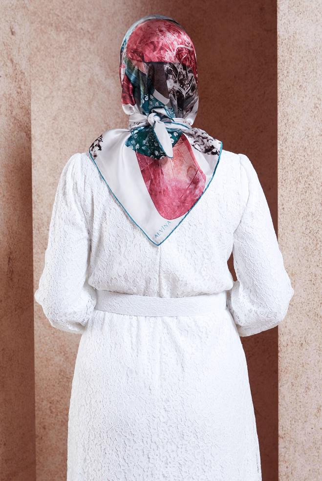 Vêtements hijab BLEU ÉCHARPE EN SOIE ALVINA 49940 - ALVİNA