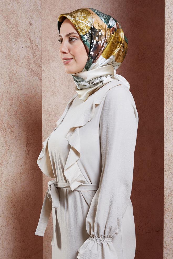 Vêtements hijab VERT ÉCHARPE EN SOIE ALVINA 49940 - ALVİNA