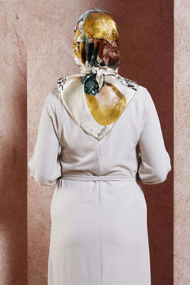 Vêtements hijab VERT ÉCHARPE EN SOIE ALVINA 49940 - ALVİNA