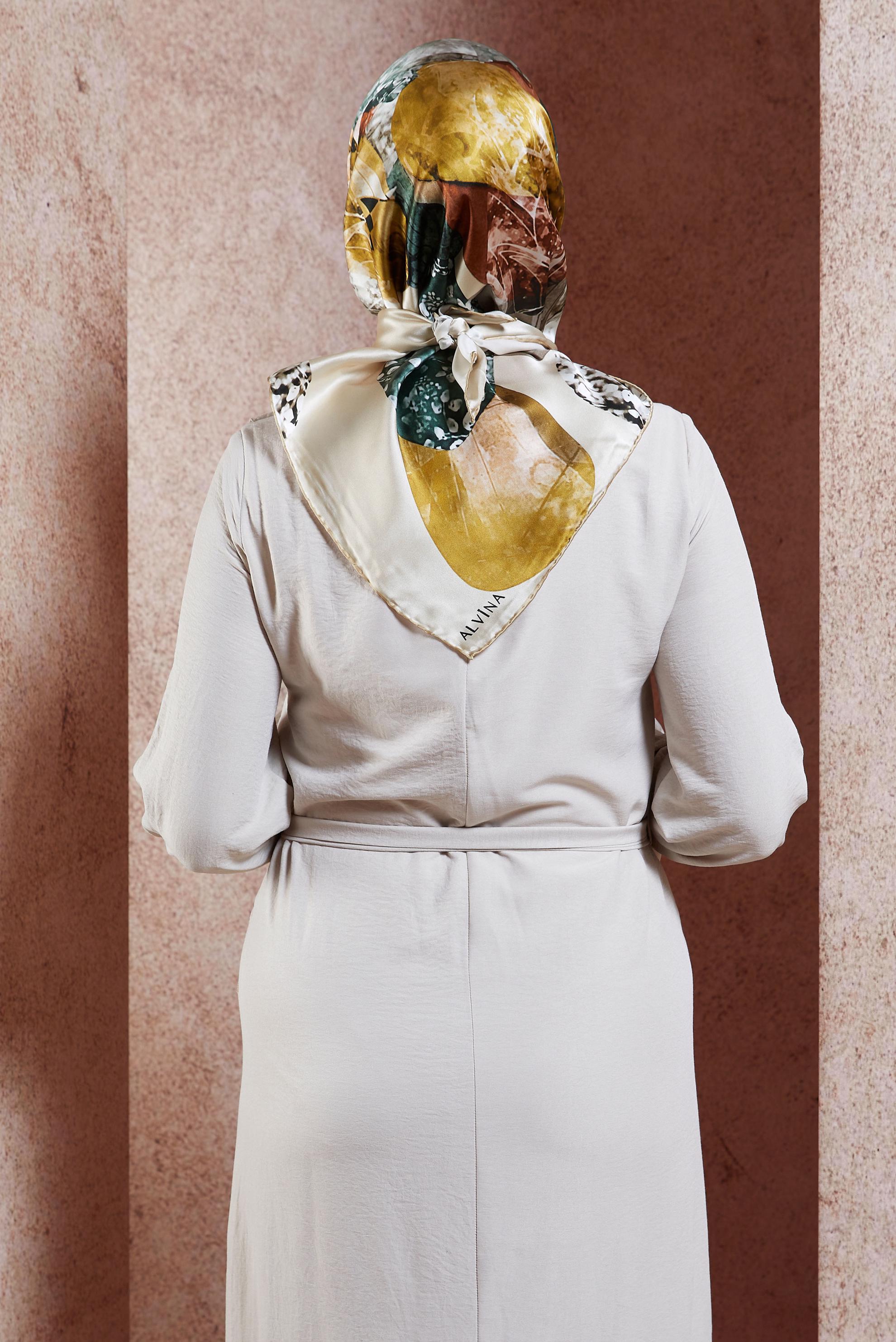 Tesettür giyim YEŞİL ALVİNA İPEK EŞARP 49940