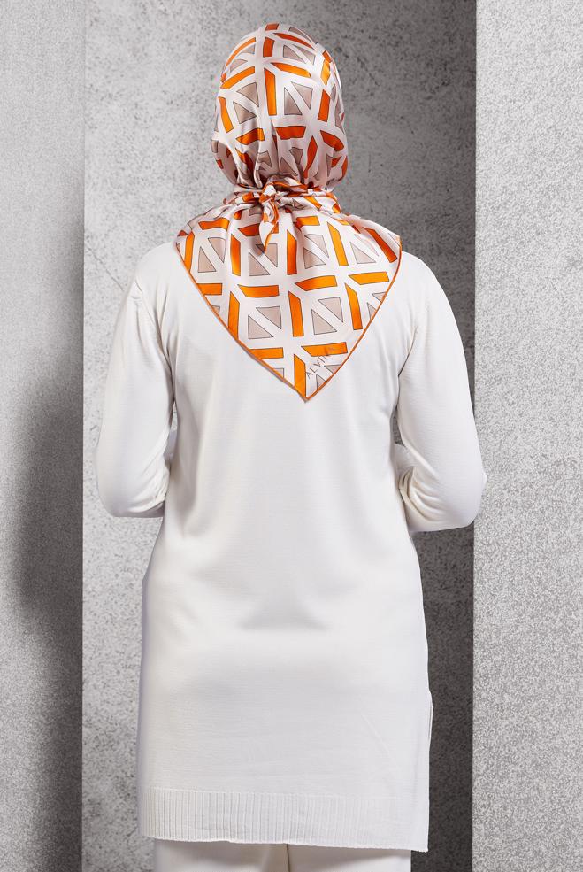 Vêtements hijab ORANGE ÉCHARPE EN SOIE ALVINA 50476 - ALVİNA