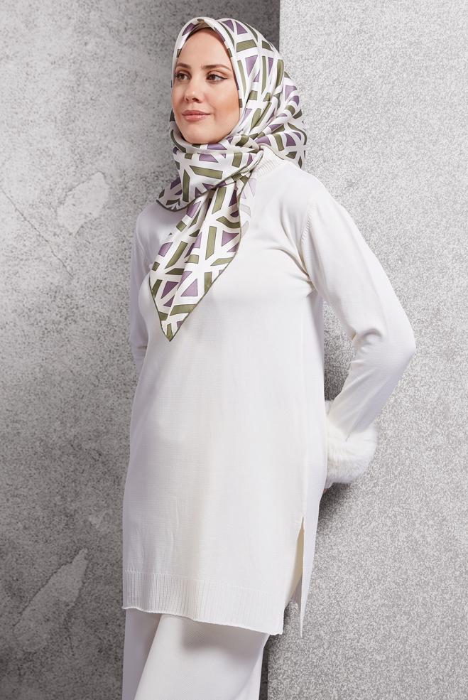 Vêtements hijab KAKI ÉCHARPE EN SOIE ALVINA 50476 - ALVİNA