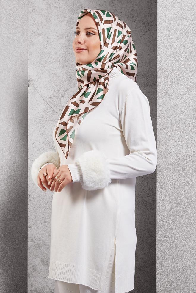 Vêtements hijab BRUN ÉCHARPE EN SOIE ALVINA 50476 - ALVİNA