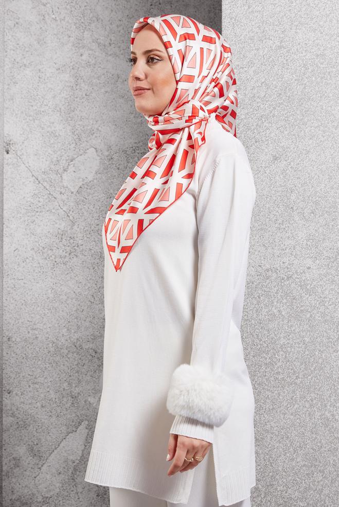 Vêtements hijab CORAIL ÉCHARPE EN SOIE ALVINA 50476 - ALVİNA