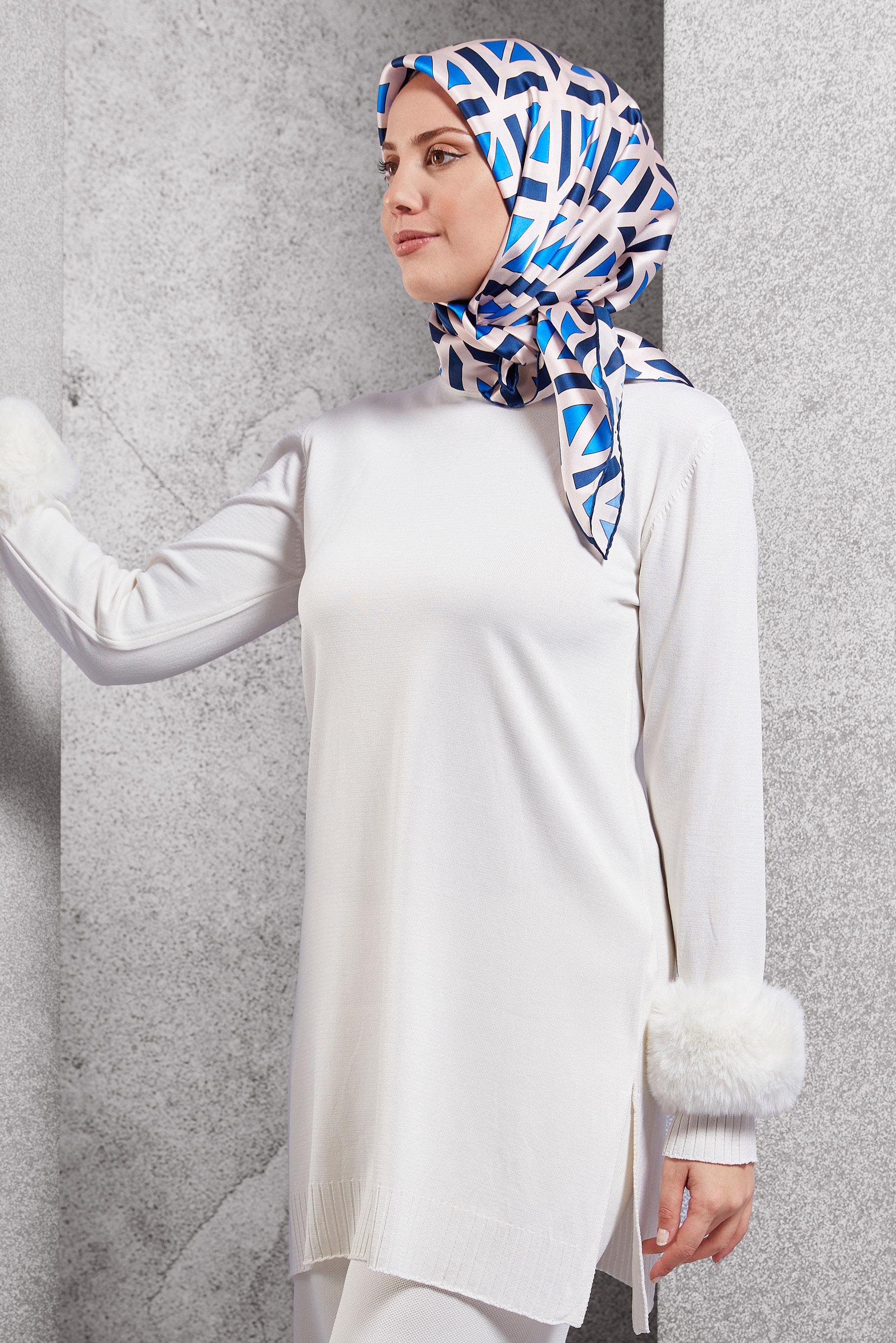 Vêtements hijab BLEU MARINE ÉCHARPE EN SOIE ALVINA 50476