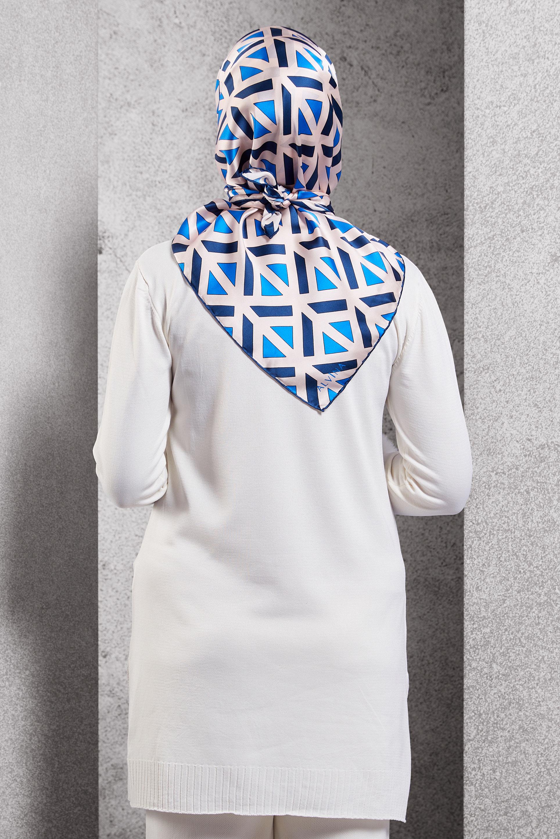 Vêtements hijab BLEU MARINE ÉCHARPE EN SOIE ALVINA 50476
