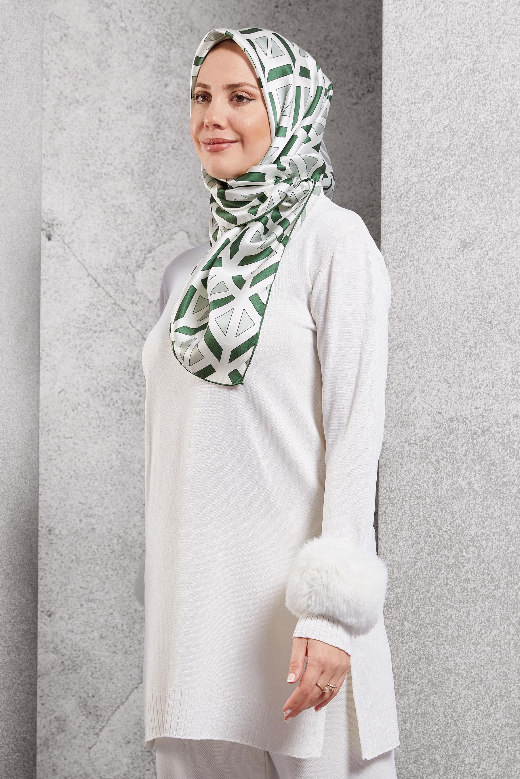 Vêtements hijab VERT ÉCHARPE EN SOIE ALVINA 50476