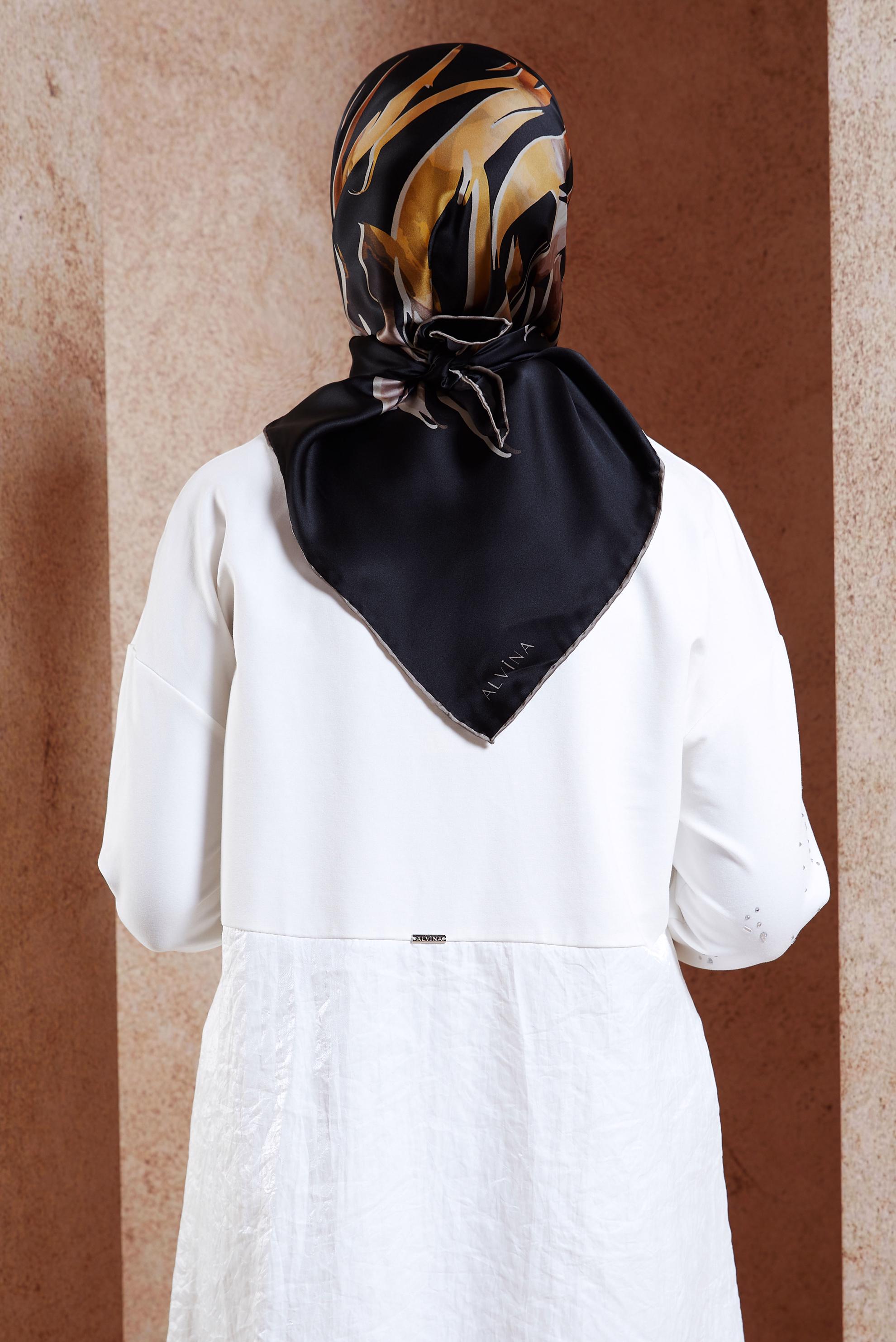 Tesettür giyim SİYAH ALVİNA İPEK EŞARP 50479