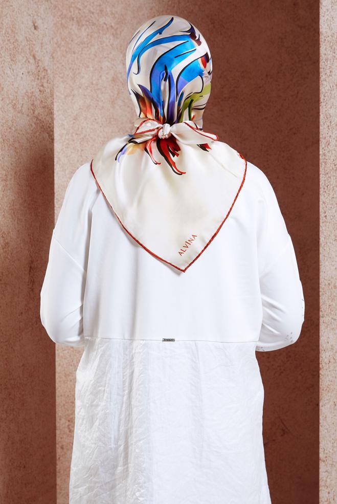 Tesettür giyim KIRMIZI ALVİNA İPEK EŞARP 50479 - ALVİNA