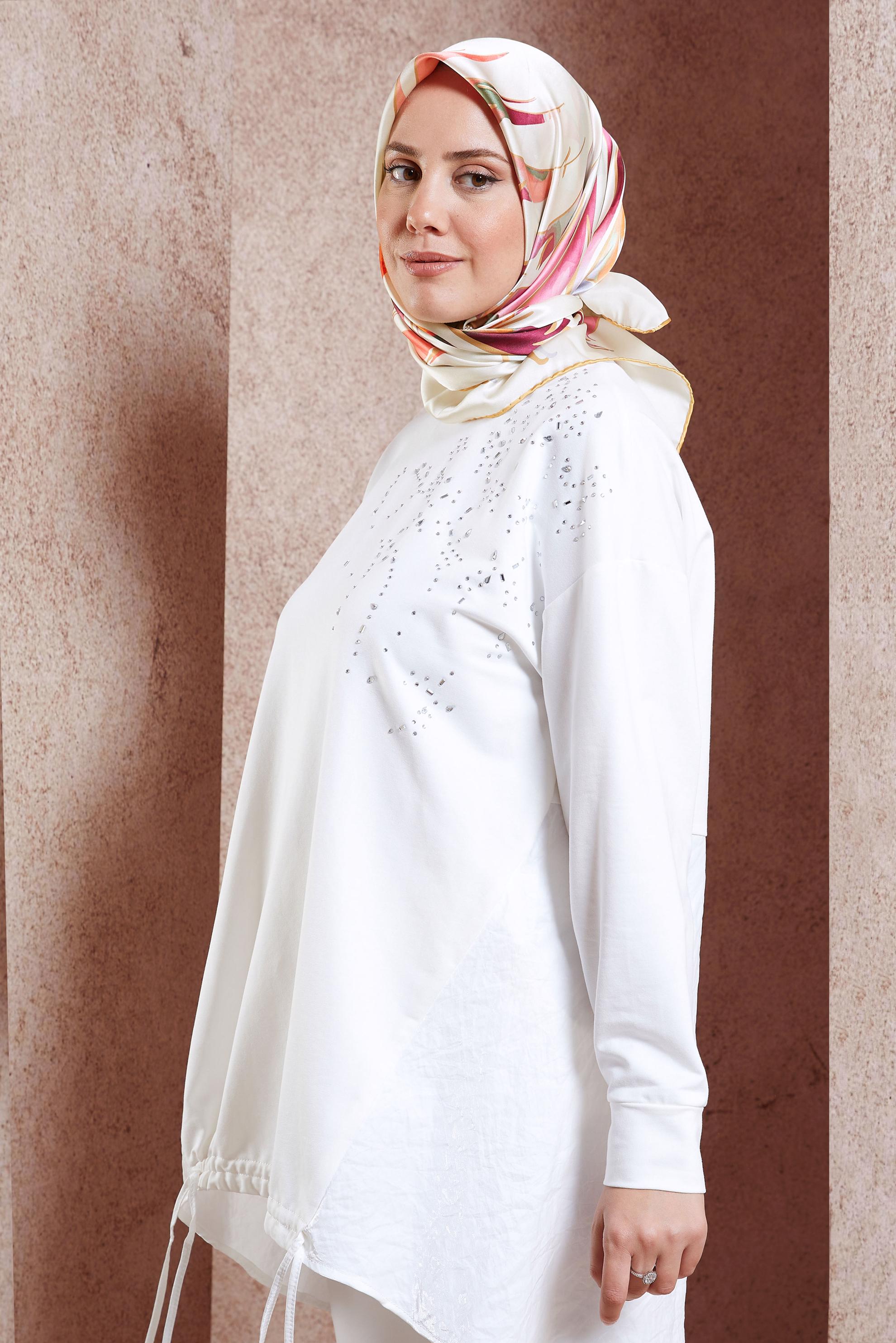 Hijab clothing BEIGE ALVINA SILK SCARF 50479