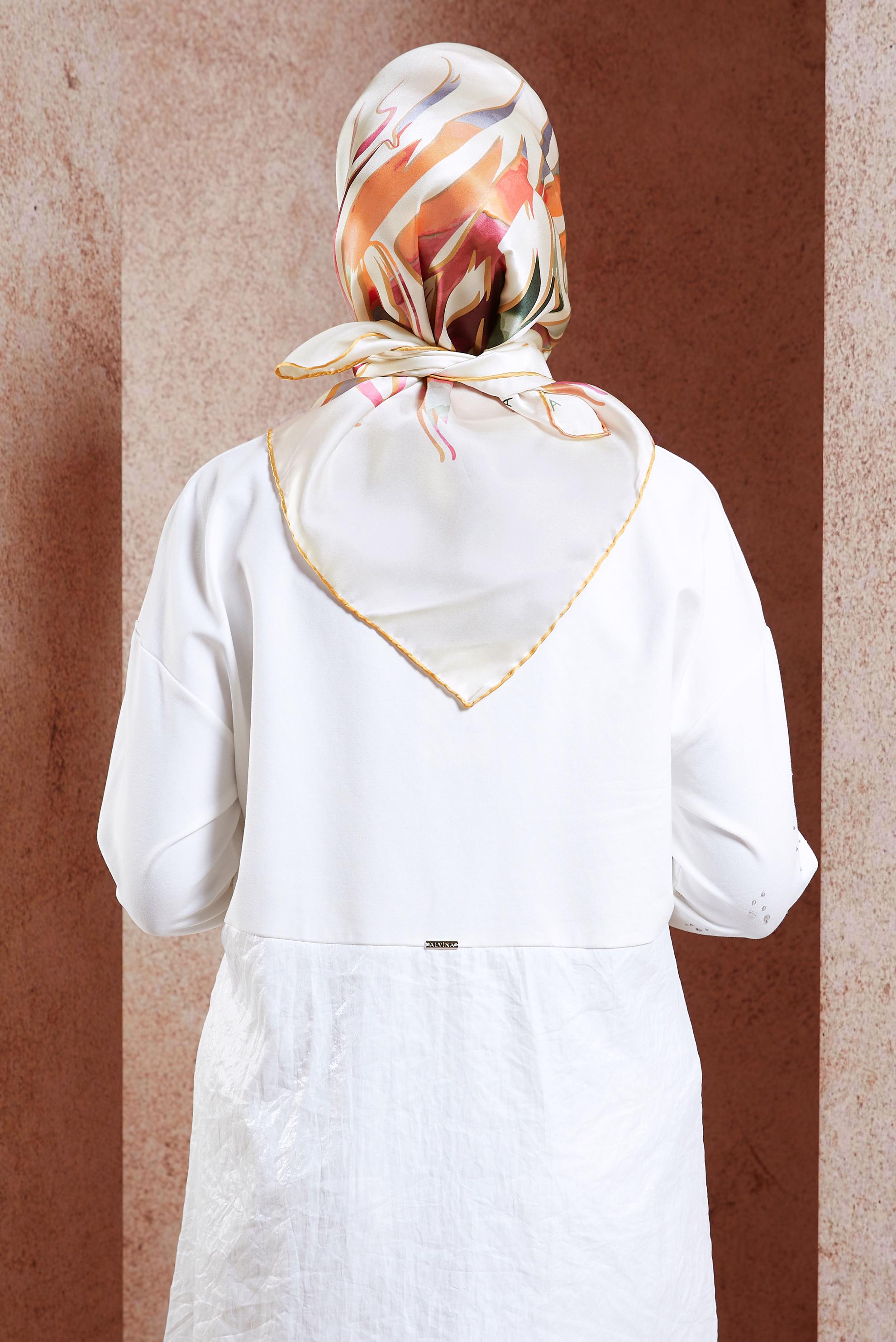 Hijab clothing BEIGE ALVINA SILK SCARF 50479