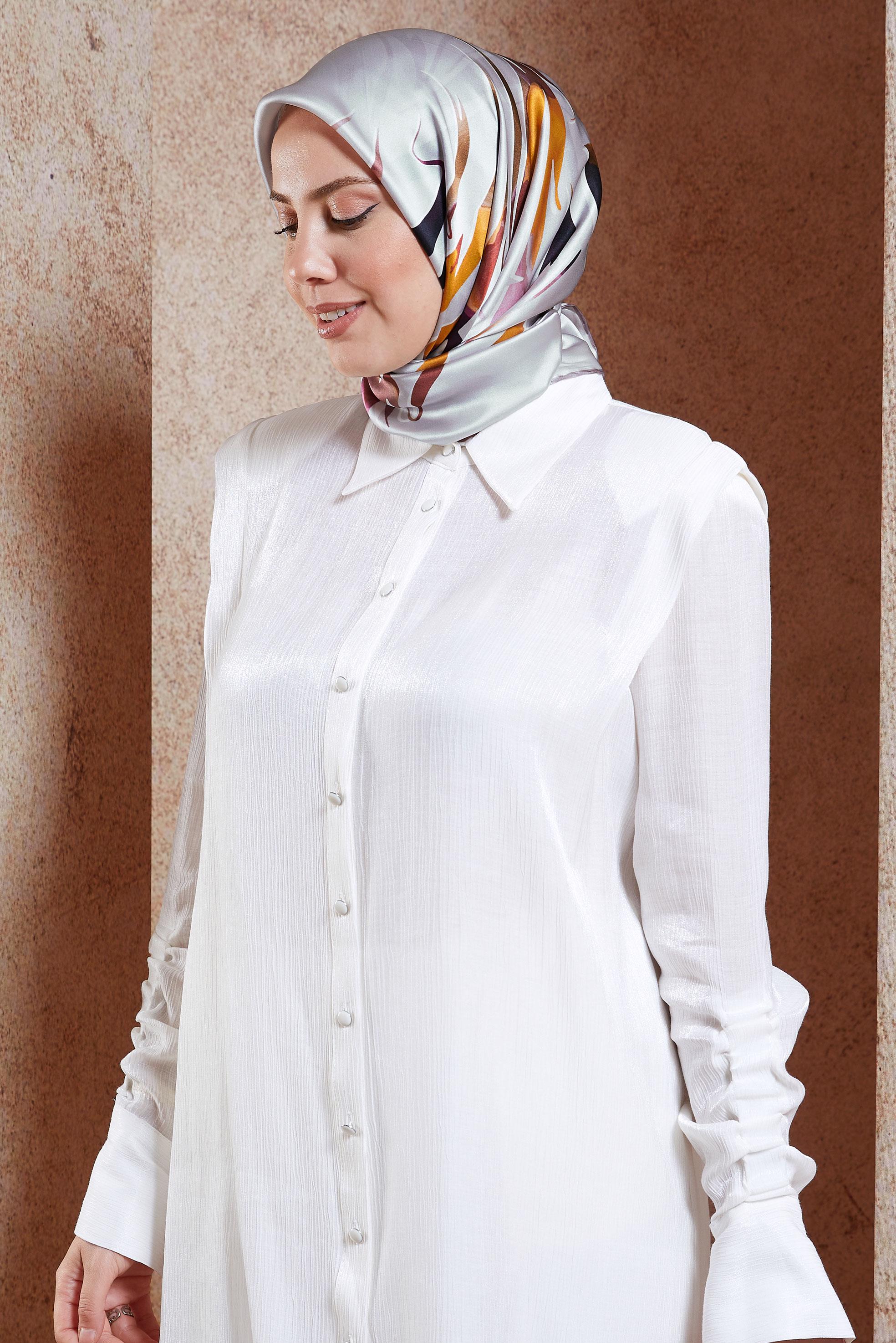 Tesettür giyim GRİ ALVİNA İPEK EŞARP 50479