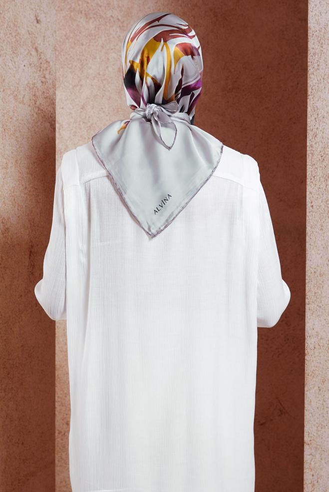 Hijab clothing GREY ALVINA SILK SCARF 50479 - ALVİNA