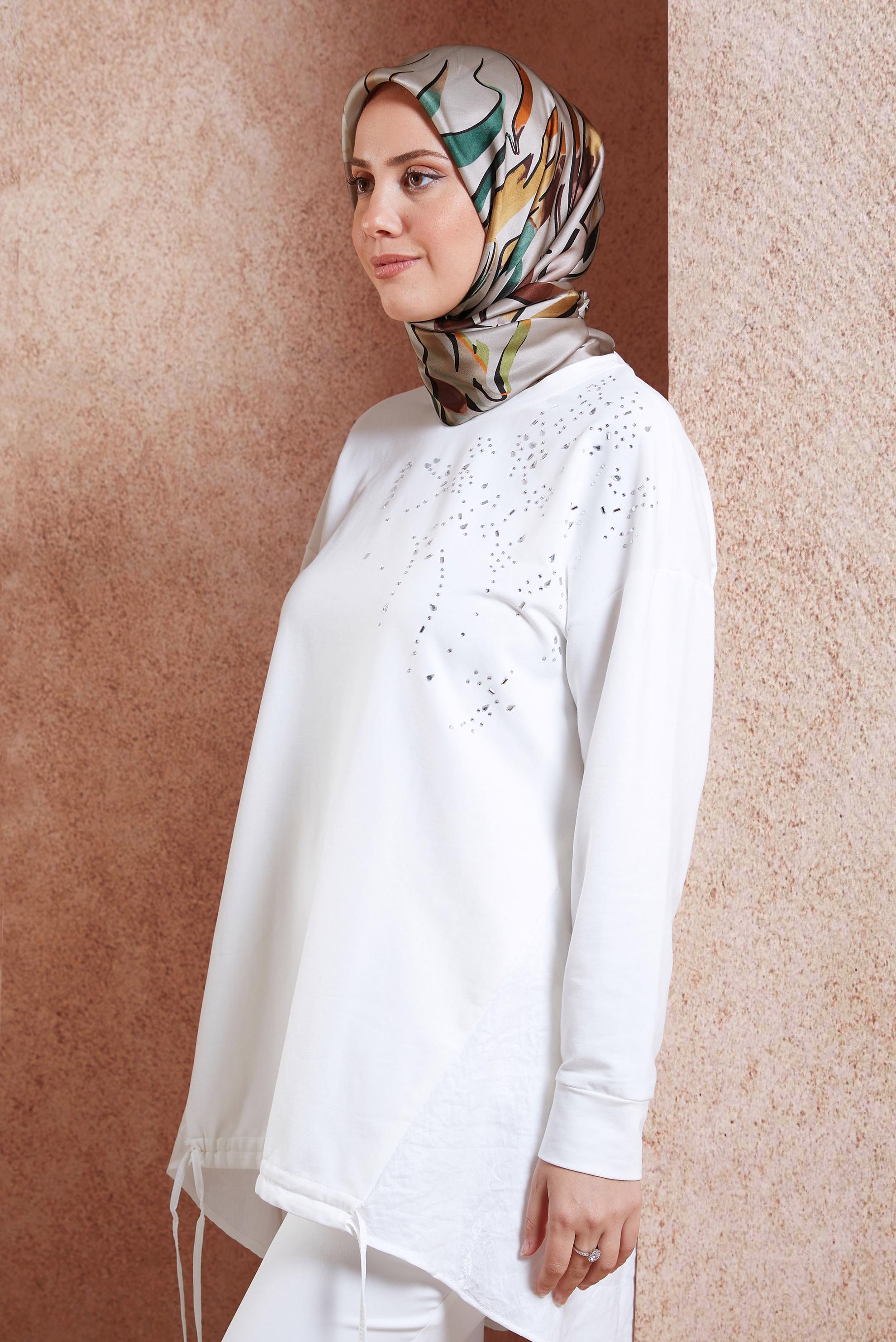 Tesettür giyim BEJ ALVİNA İPEK EŞARP 50479