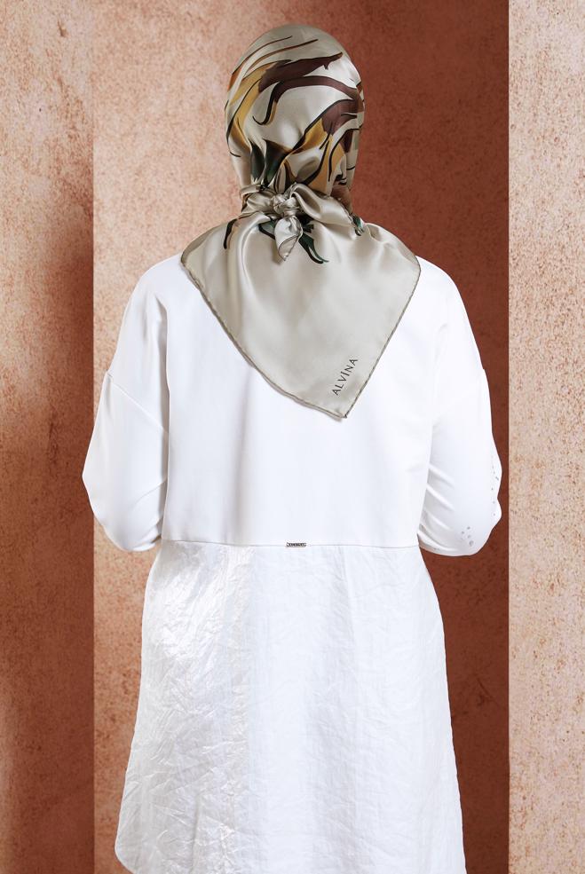 Vêtements hijab BEIGE ÉCHARPE EN SOIE ALVINA 50479 - ALVİNA