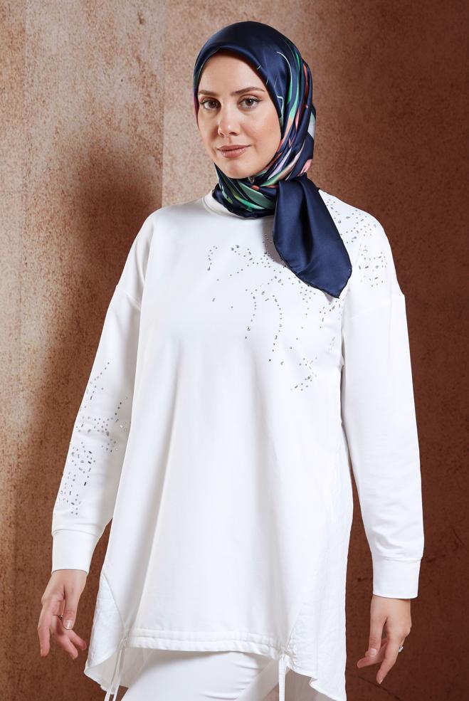 Hijab clothing NAVY BLUE ALVINA SILK SCARF 50479 - ALVİNA