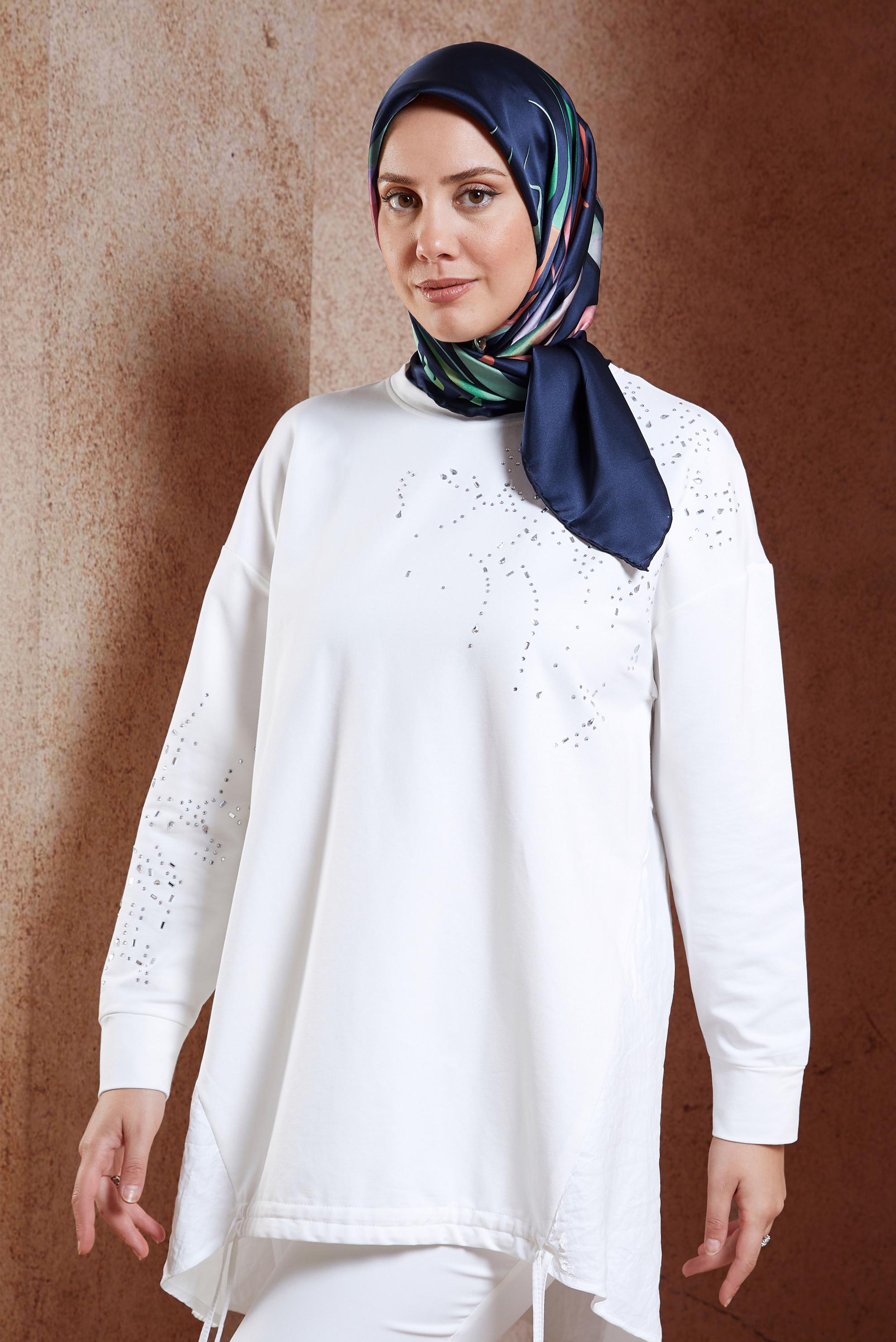 Tesettür giyim LACİVERT ALVİNA İPEK EŞARP 50479