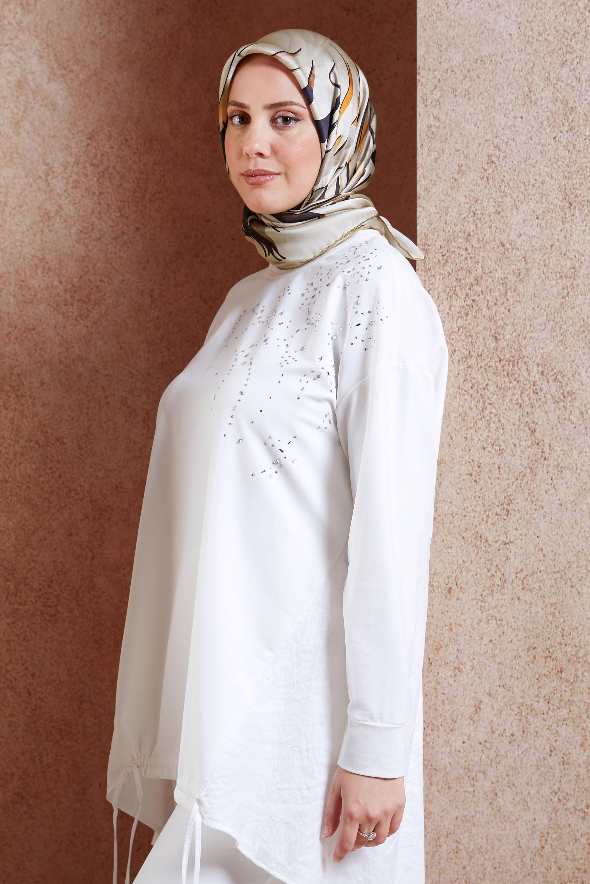 Tesettür giyim BEJ ALVİNA İPEK EŞARP 50479