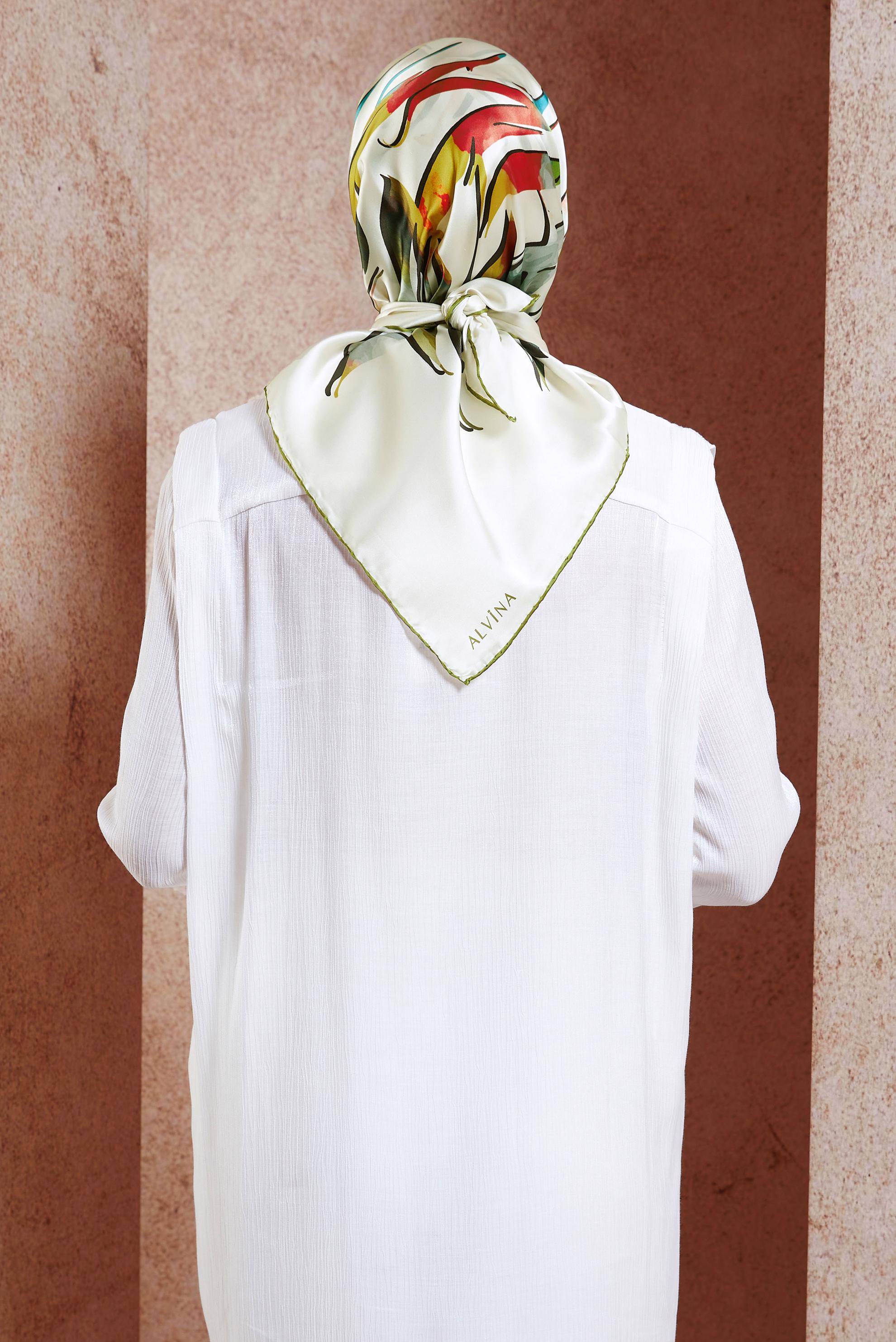 Tesettür giyim YEŞİL ALVİNA İPEK EŞARP 50479