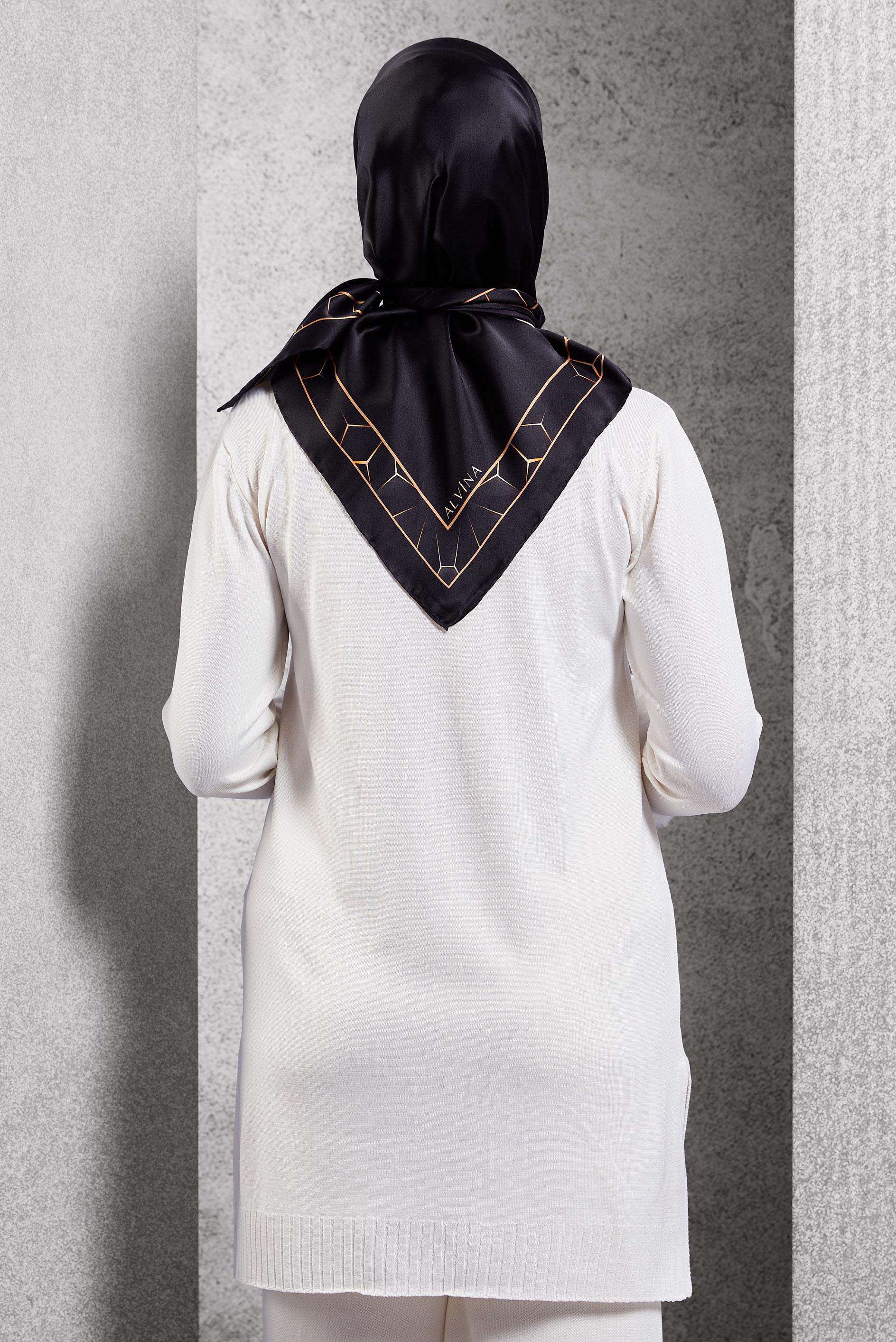 Tesettür giyim SİYAH ALVİNA İPEK EŞARP 5101