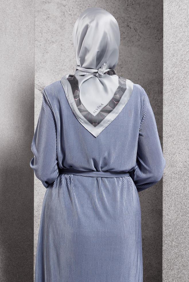 Vêtements hijab GRIS ÉCHARPE EN SOIE ALVINA 5101 - ALVİNA