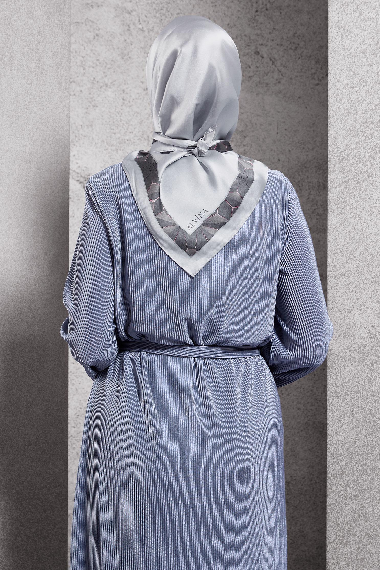 Hijab clothing GREY ALVINA SILK SCARF 5101