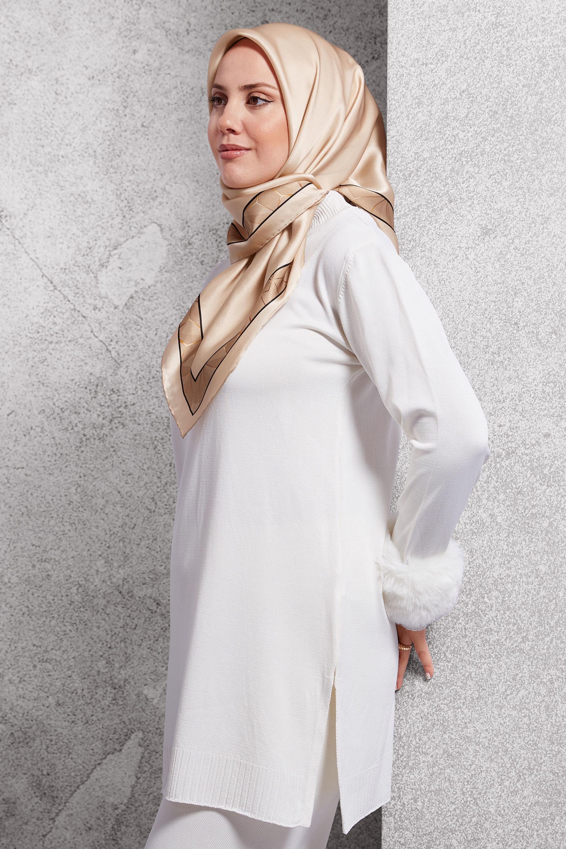 Tesettür giyim ALTIN ALVİNA İPEK EŞARP 5101