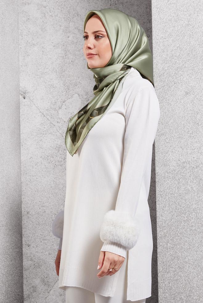 Vêtements hijab KAKI ÉCHARPE EN SOIE ALVINA 5101 - ALVİNA
