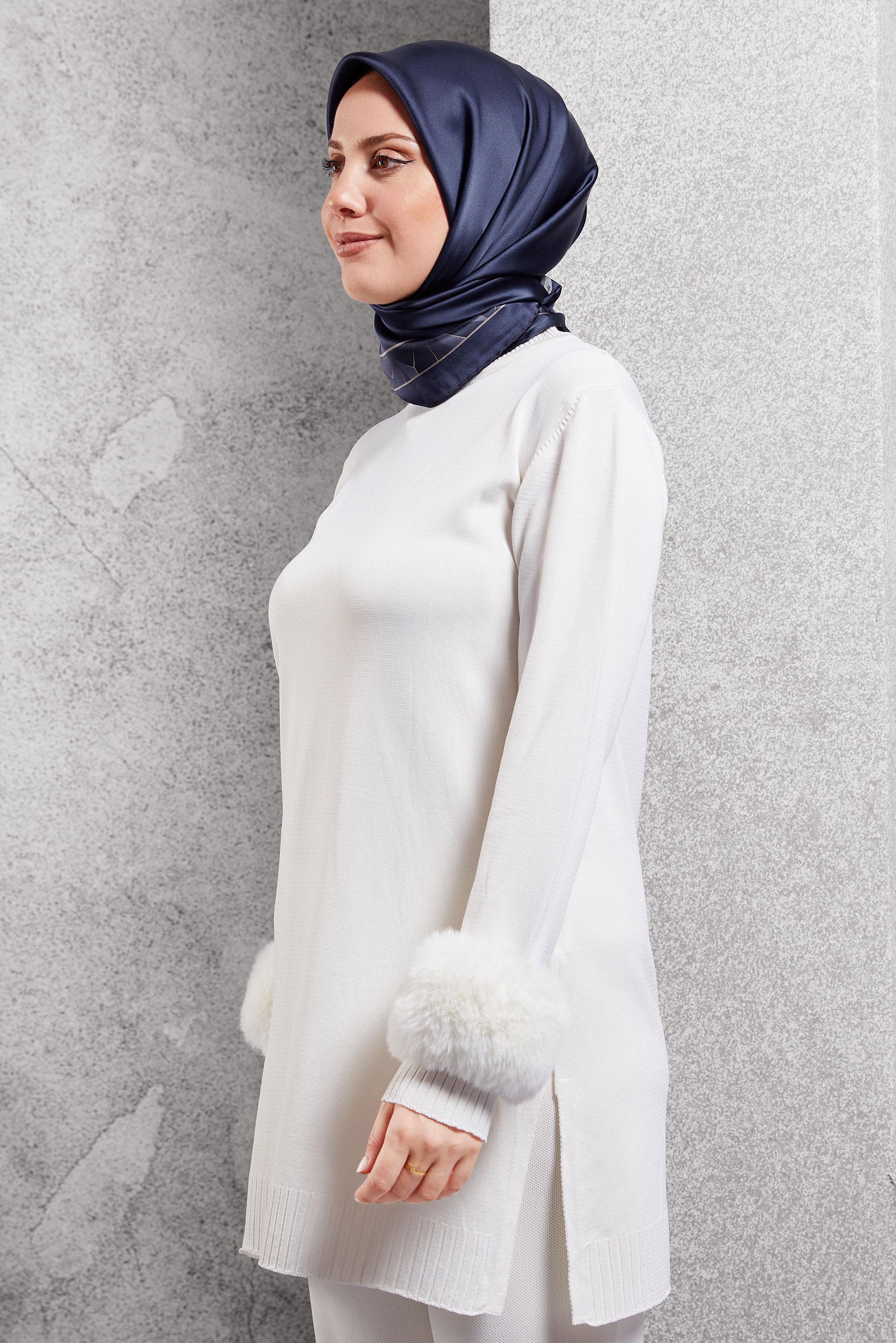 Tesettür giyim LACİVERT ALVİNA İPEK EŞARP 5101